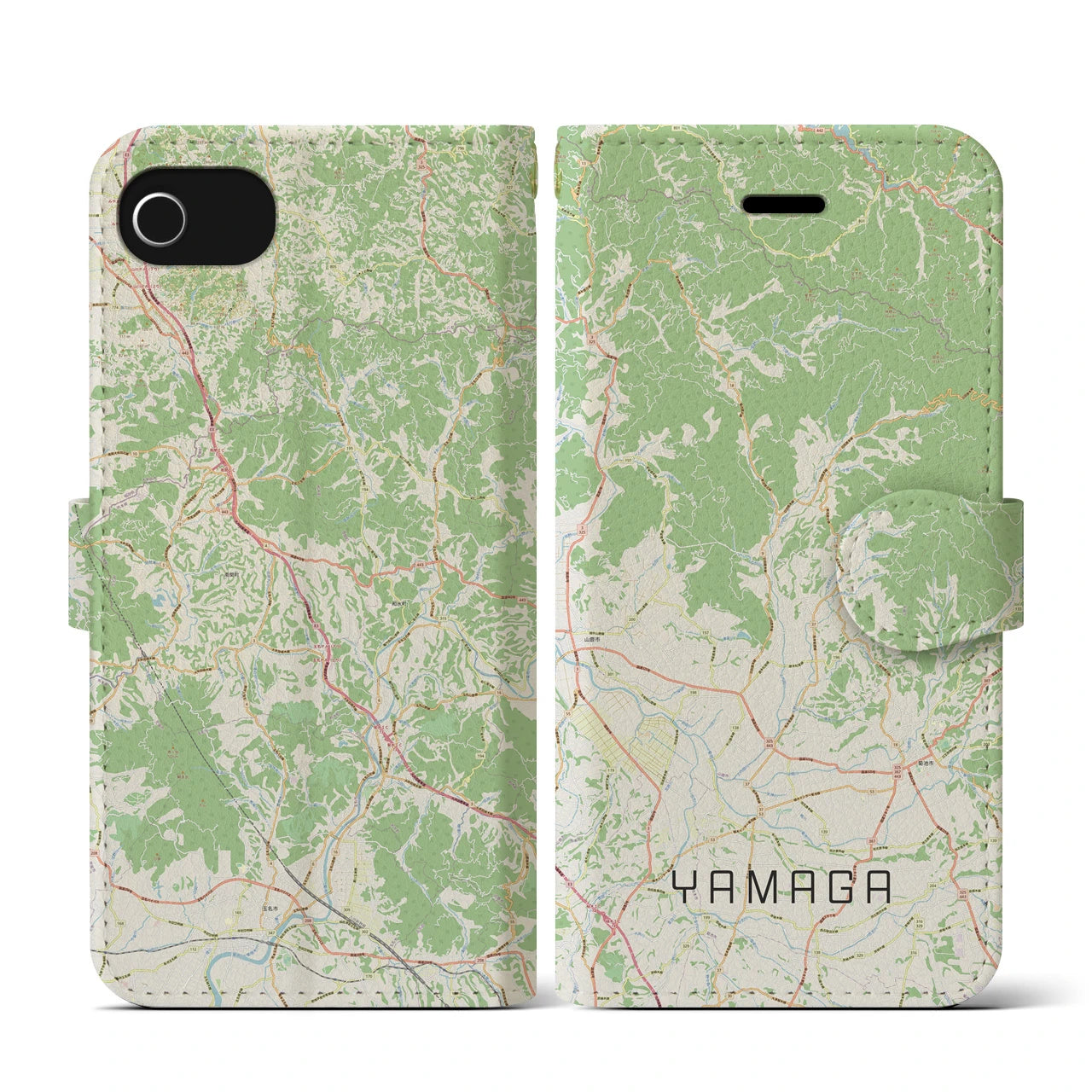 【山鹿(熊本県)】地図柄iPhoneケース(手帳タイプ)ナチュラル・iPhone SE(第3 / 第2世代) / 8 / 7 / 6s / 6 用