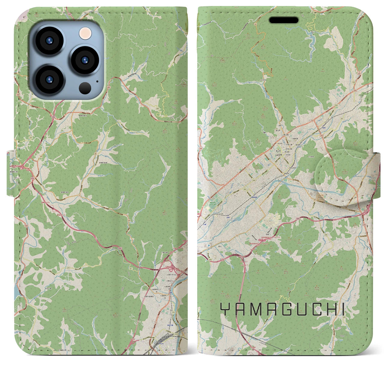 【山口(山口県)】地図柄iPhoneケース(手帳タイプ)ナチュラル・iPhone 13 Pro Max 用