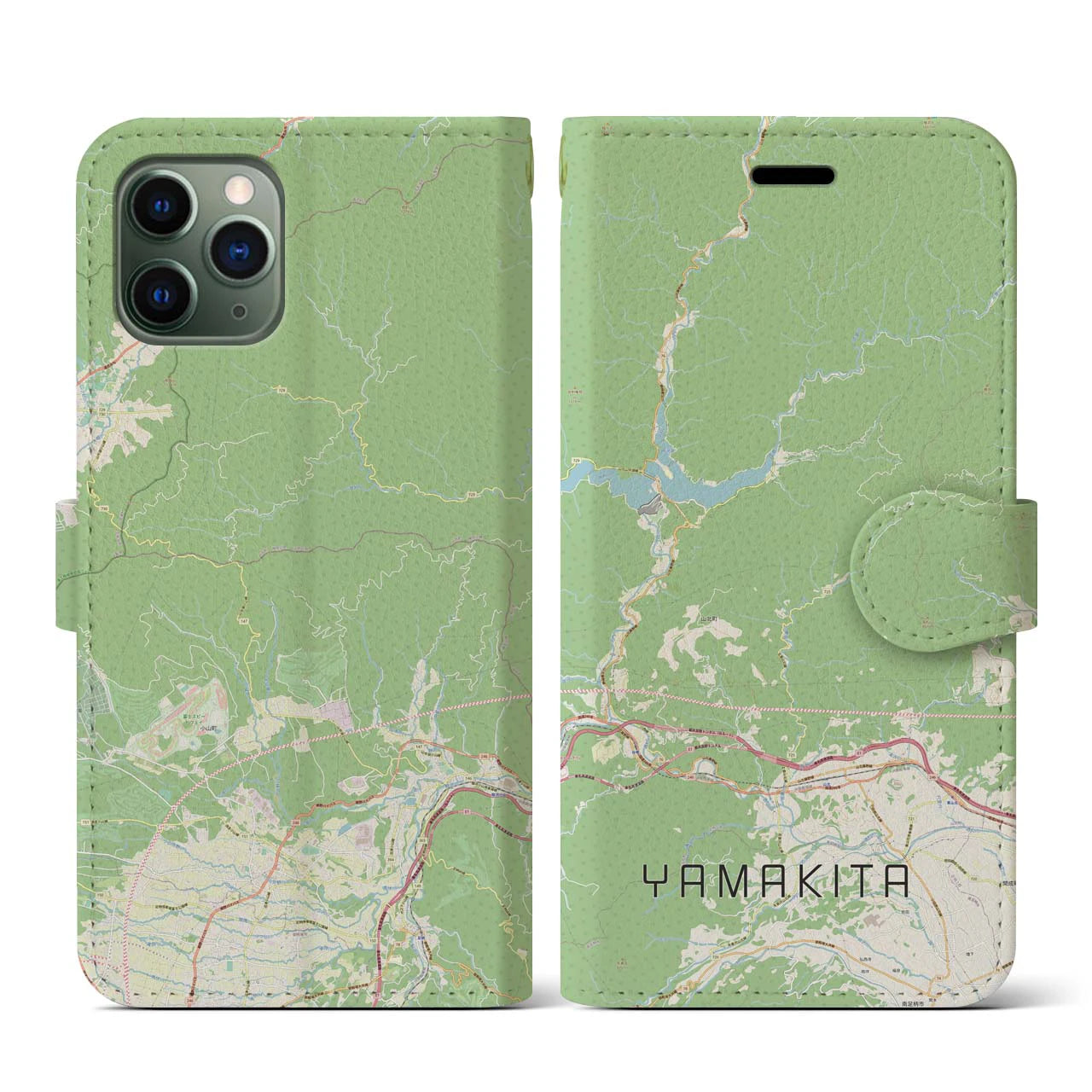 【山北(神奈川県)】地図柄iPhoneケース(手帳タイプ)ナチュラル・iPhone 11 Pro 用