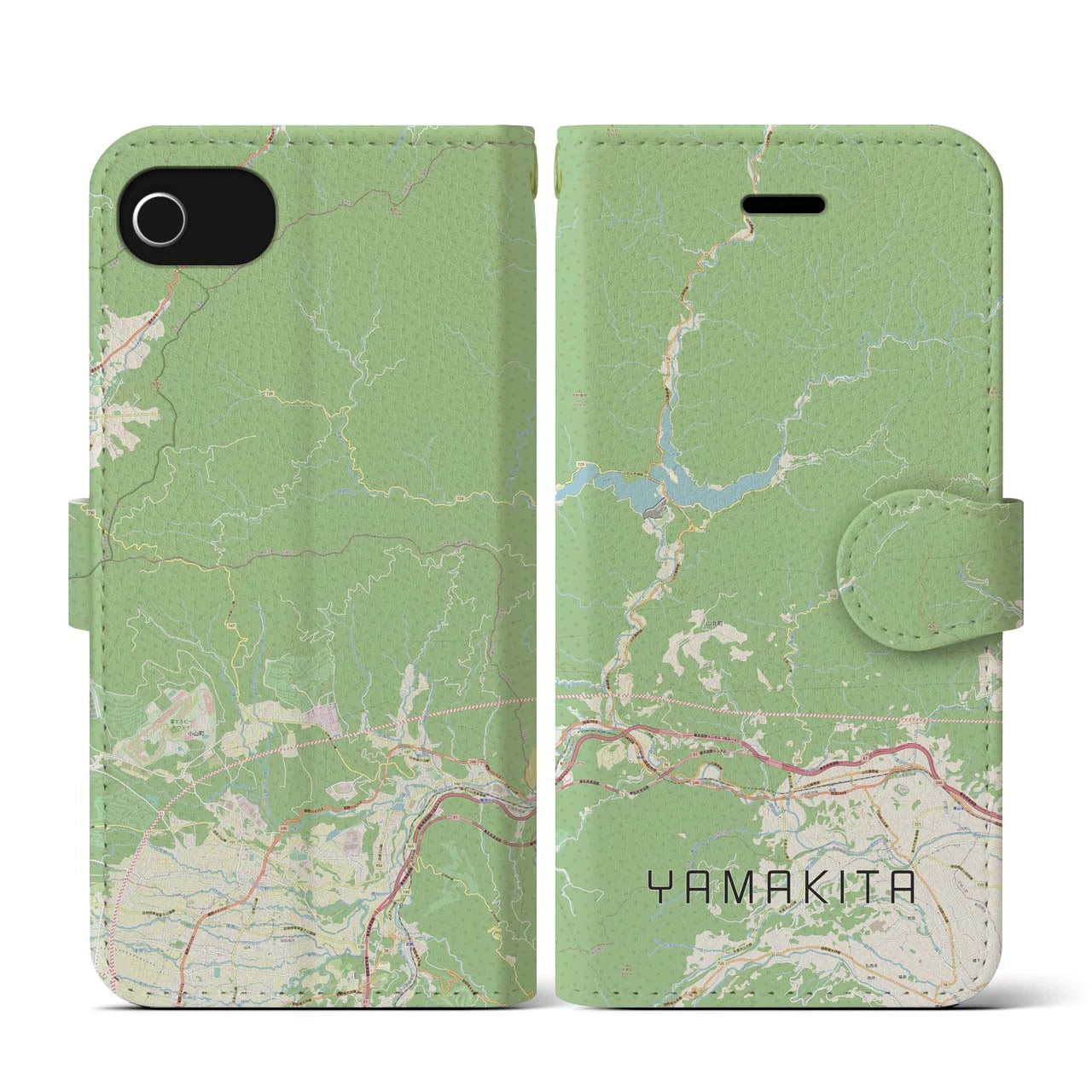 【山北(神奈川県)】地図柄iPhoneケース(手帳タイプ)ナチュラル・iPhone SE(第3 / 第2世代) / 8 / 7 / 6s / 6 用