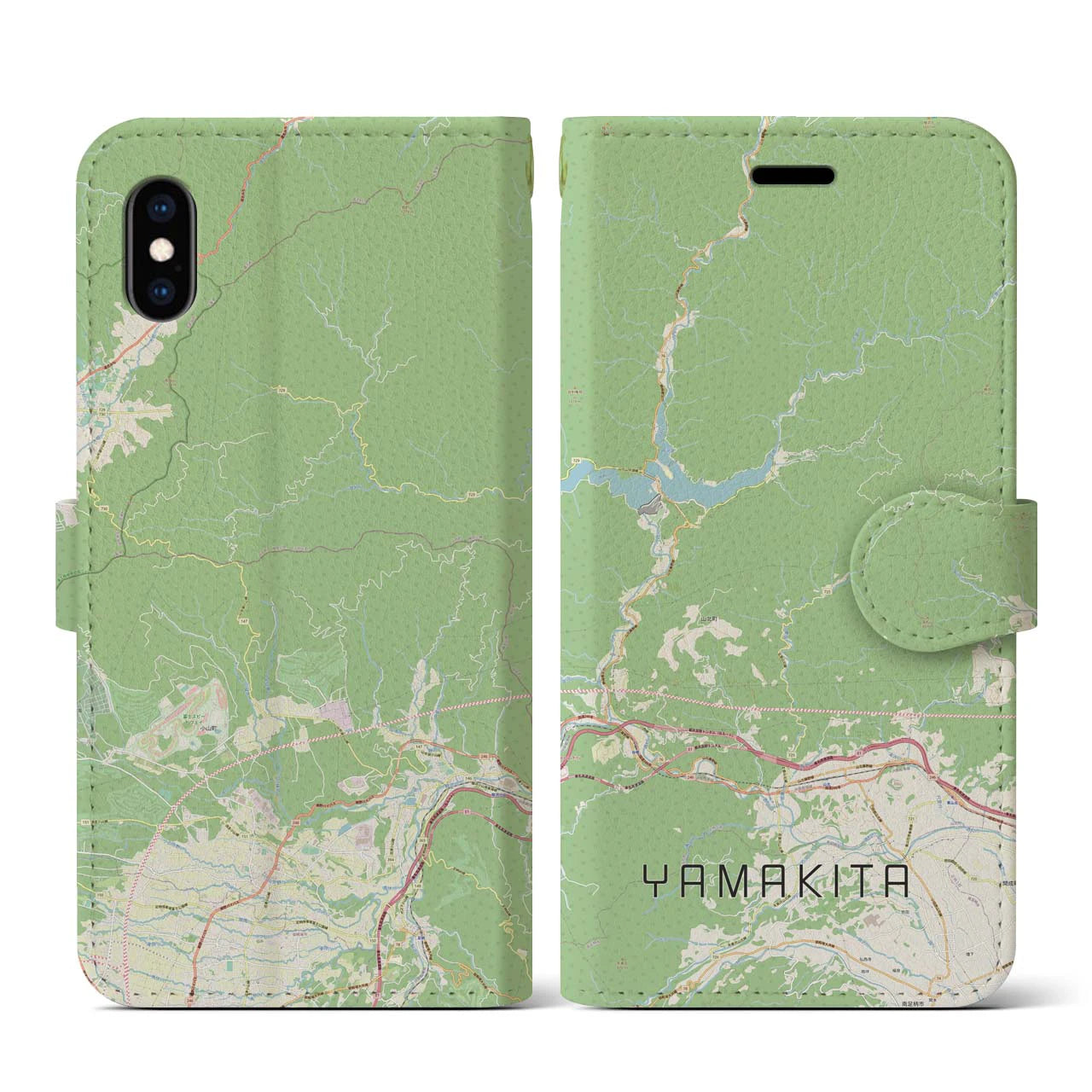 【山北(神奈川県)】地図柄iPhoneケース(手帳タイプ)ナチュラル・iPhone XS / X 用
