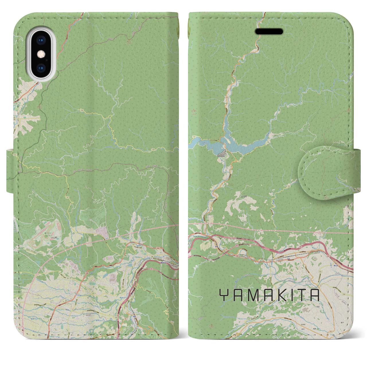 【山北(神奈川県)】地図柄iPhoneケース(手帳タイプ)ナチュラル・iPhone XS Max 用