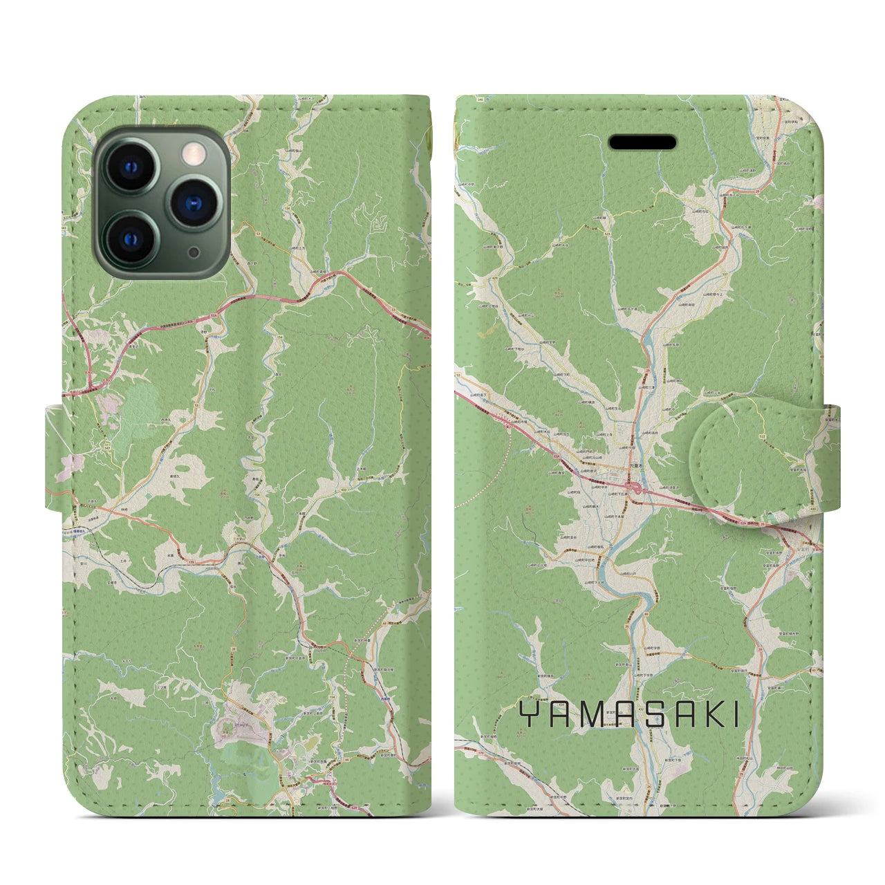 【山崎(兵庫県)】地図柄iPhoneケース(手帳タイプ)ナチュラル・iPhone 11 Pro 用