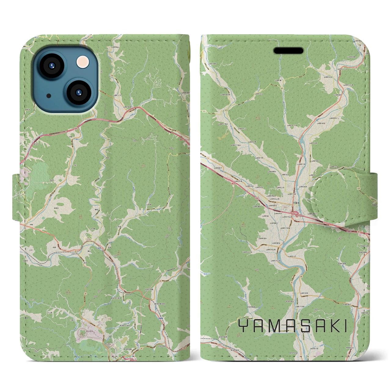 【山崎(兵庫県)】地図柄iPhoneケース(手帳タイプ)ナチュラル・iPhone 13 Pro 用