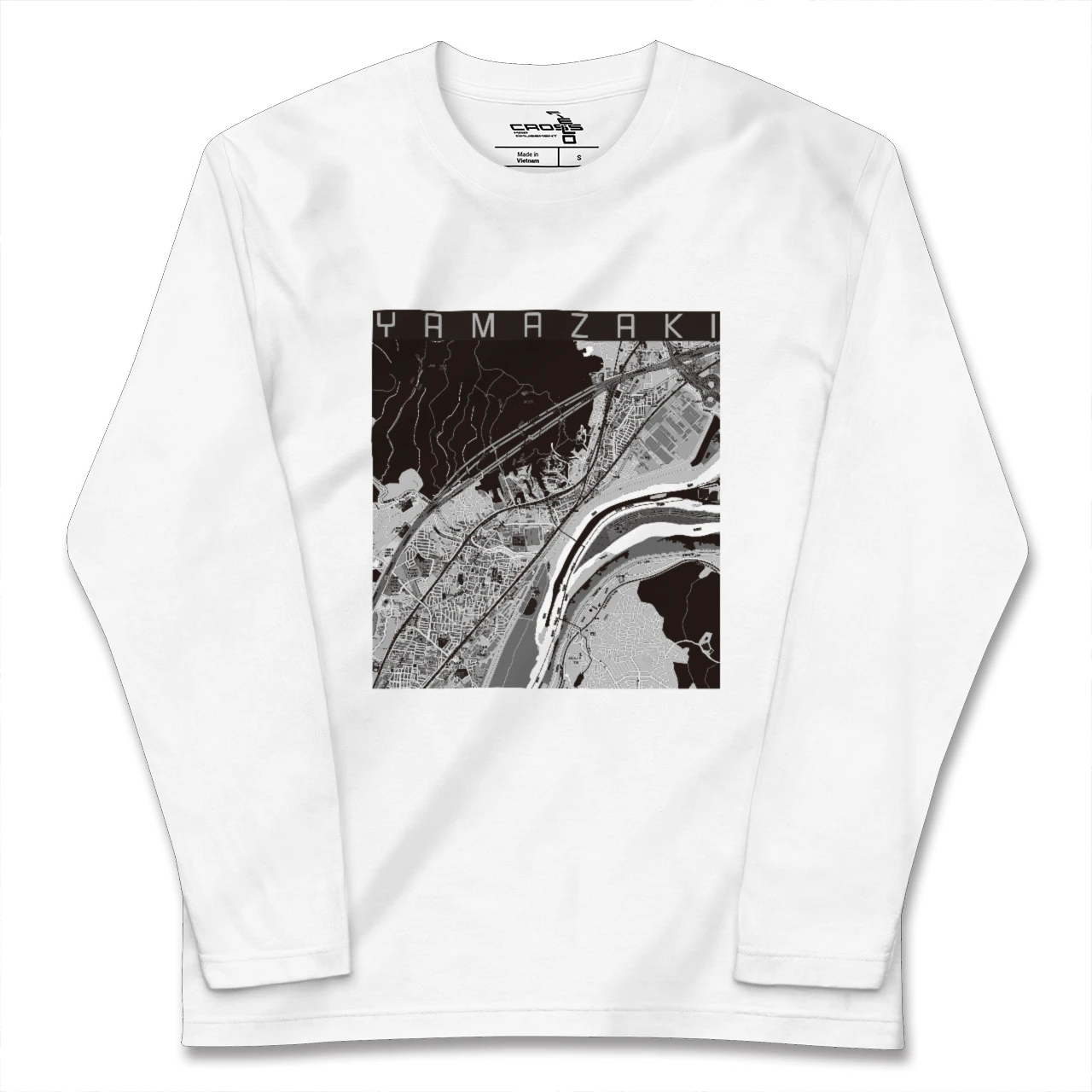【山崎(京都府)(京都府)】地図柄ロングスリーブTシャツ