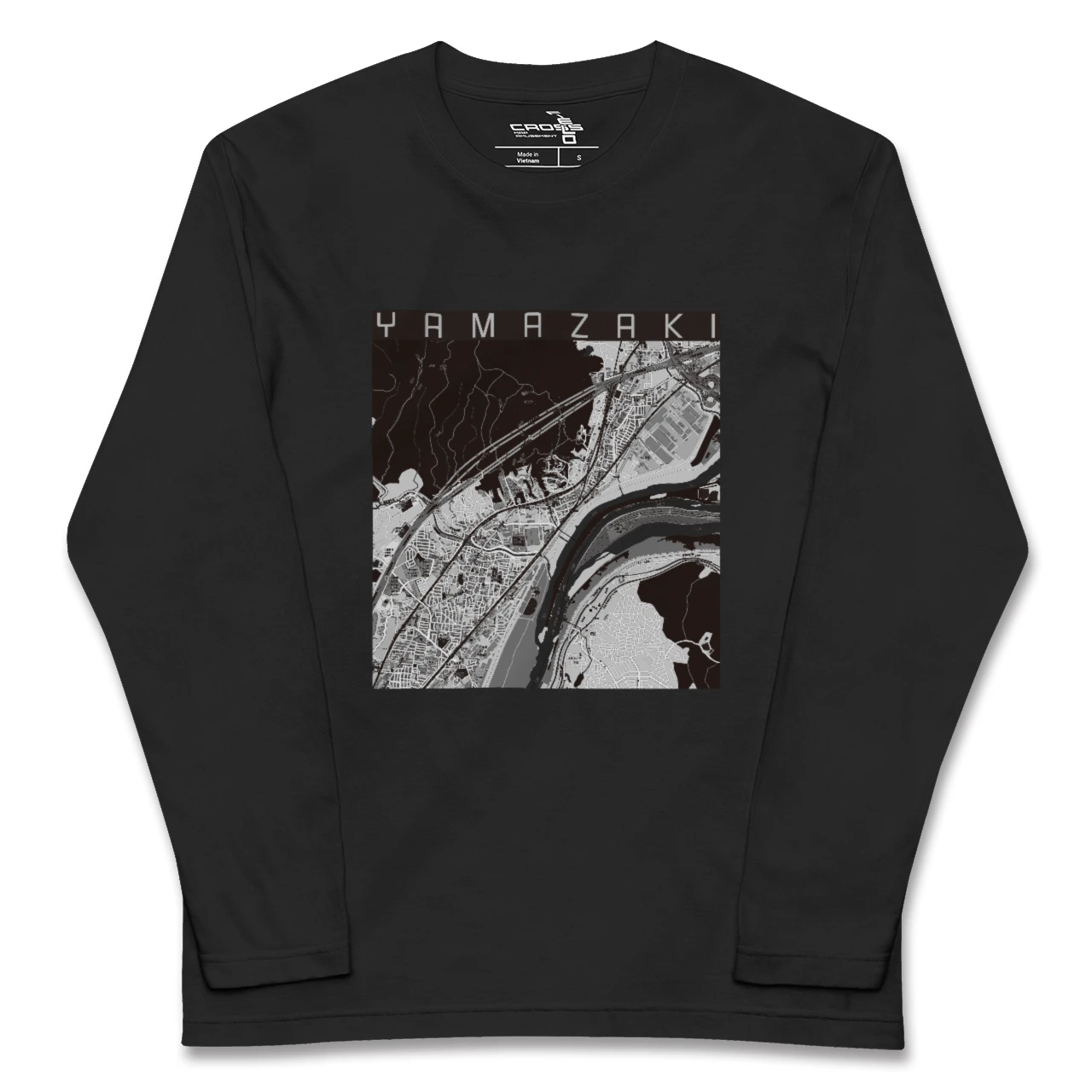 【山崎(京都府)(京都府)】地図柄ロングスリーブTシャツ