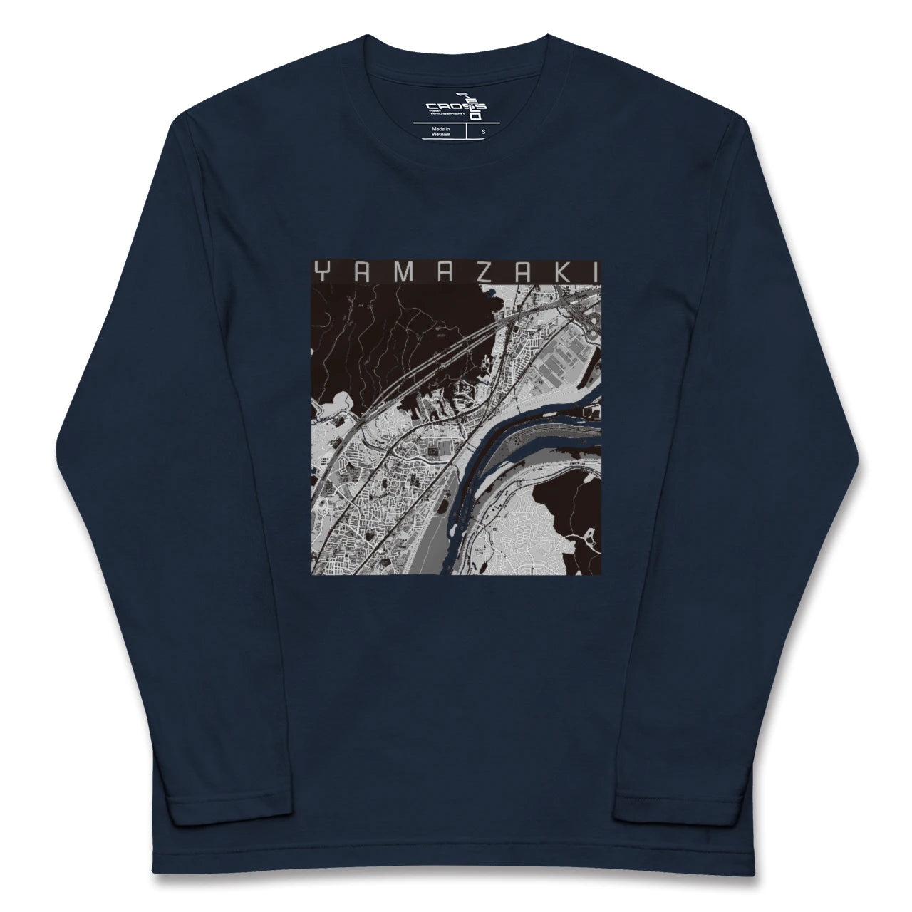 【山崎(京都府)(京都府)】地図柄ロングスリーブTシャツ