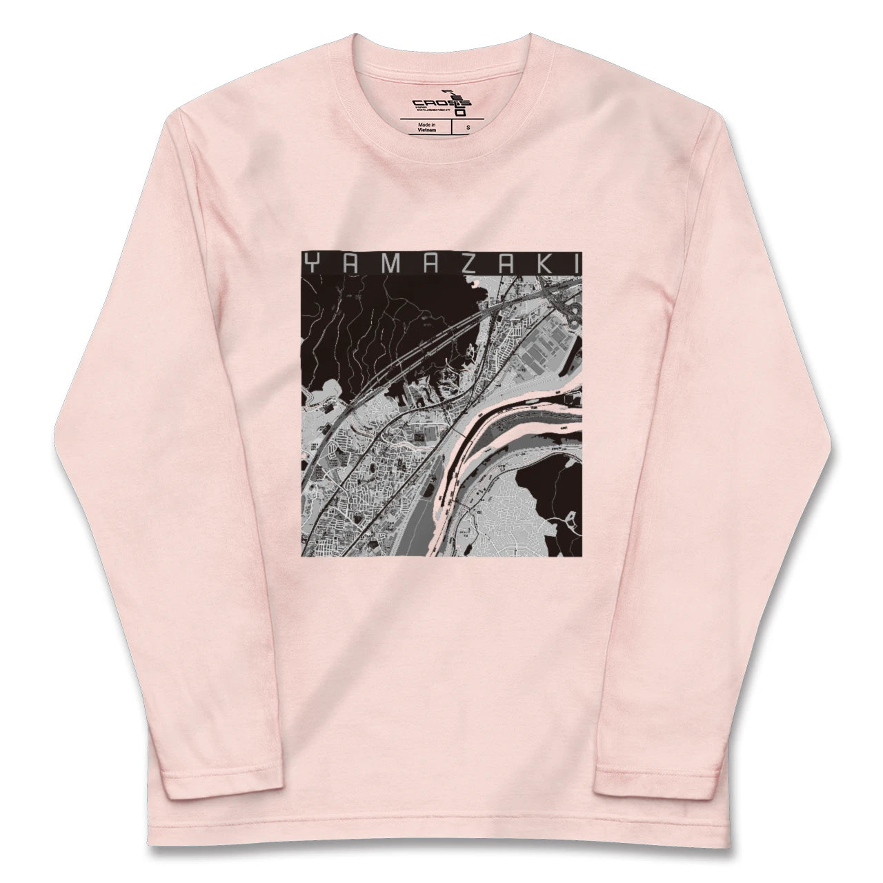 【山崎(京都府)(京都府)】地図柄ロングスリーブTシャツ