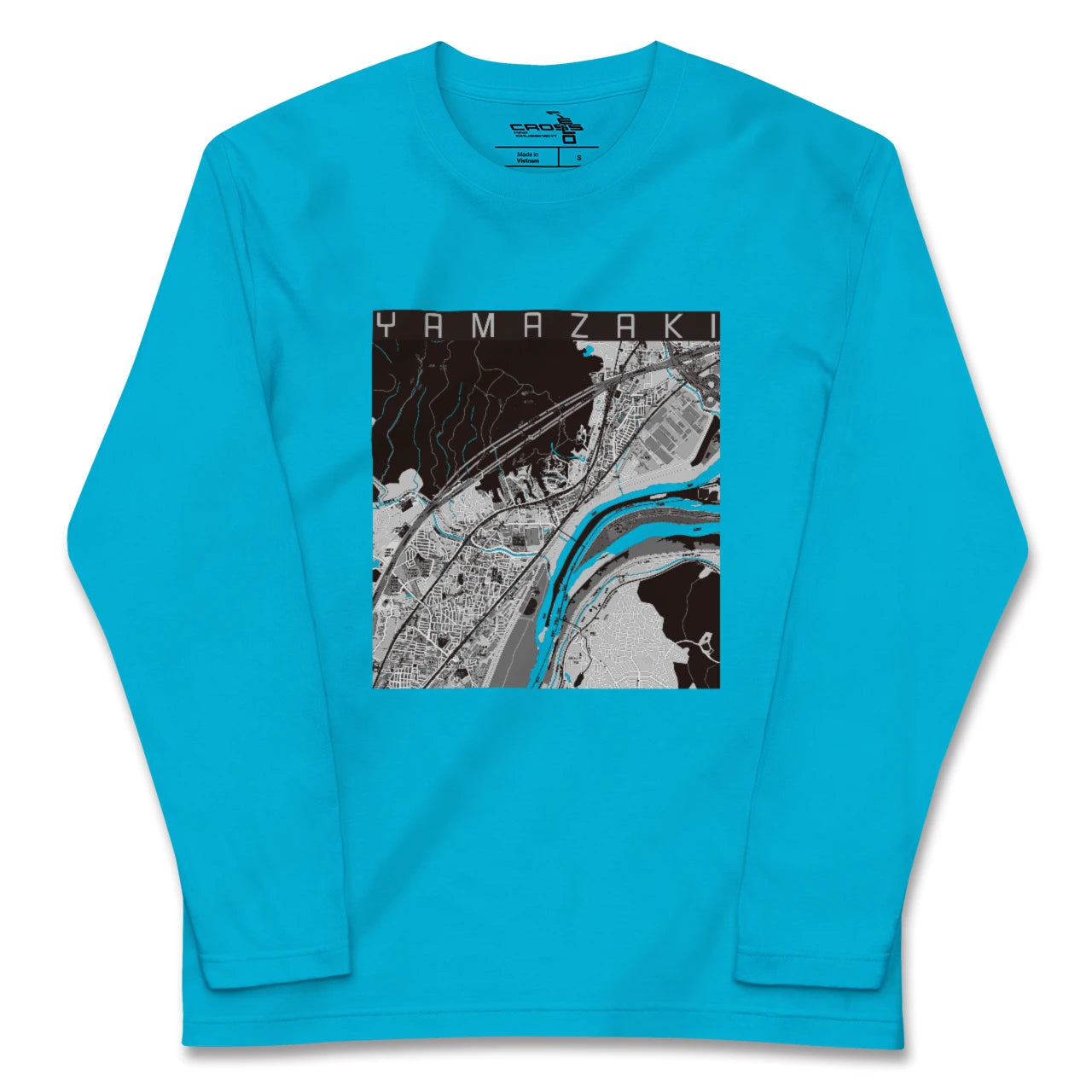 【山崎(京都府)(京都府)】地図柄ロングスリーブTシャツ
