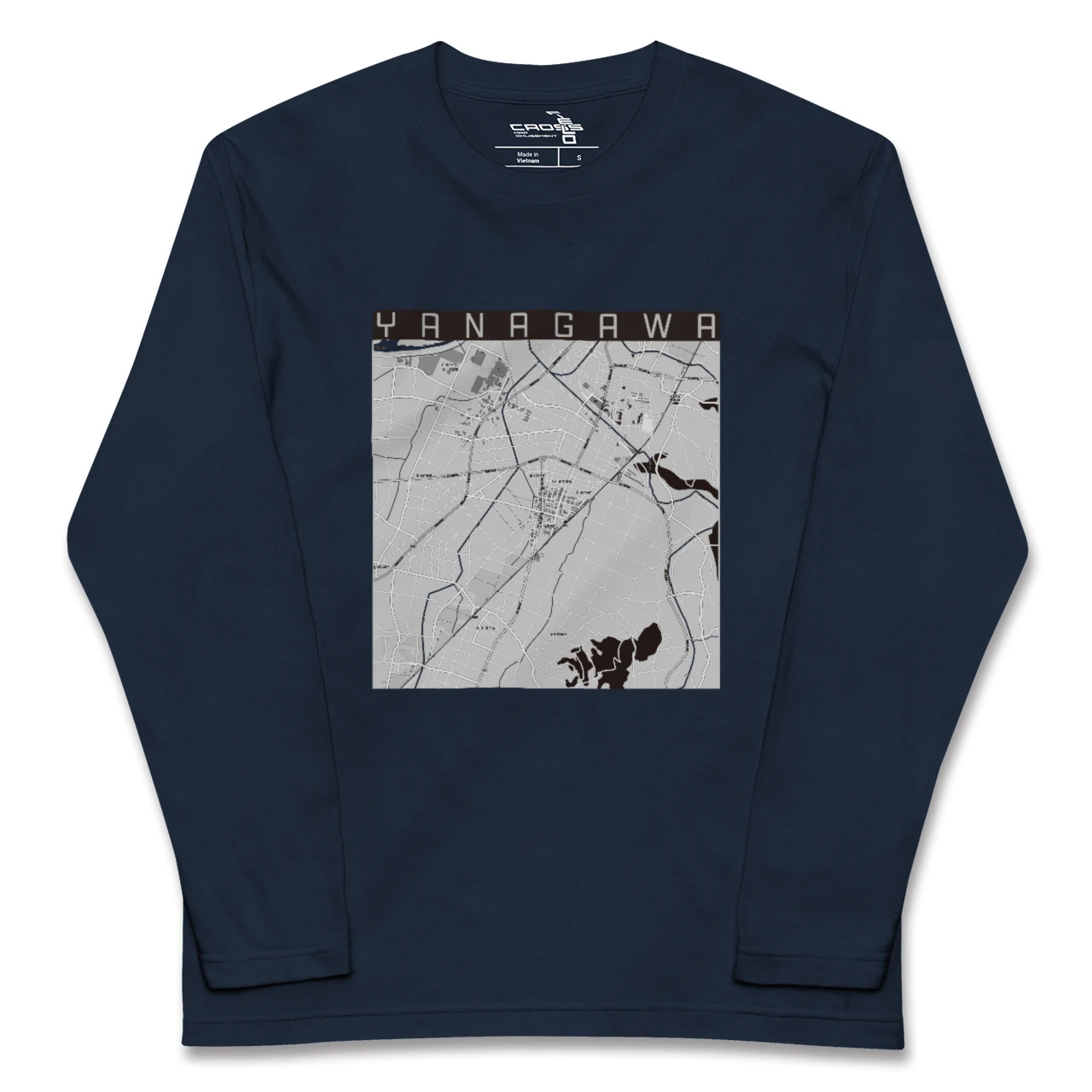 【梁川(福島県)】地図柄ロングスリーブTシャツ