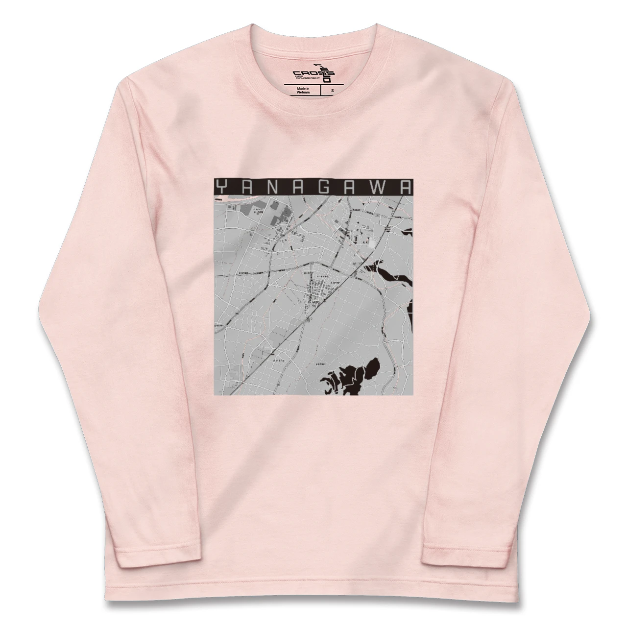 【梁川(福島県)】地図柄ロングスリーブTシャツ