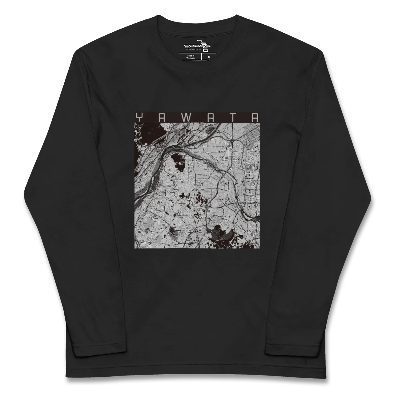 【八幡(京都府)(京都府)】地図柄ロングスリーブTシャツ