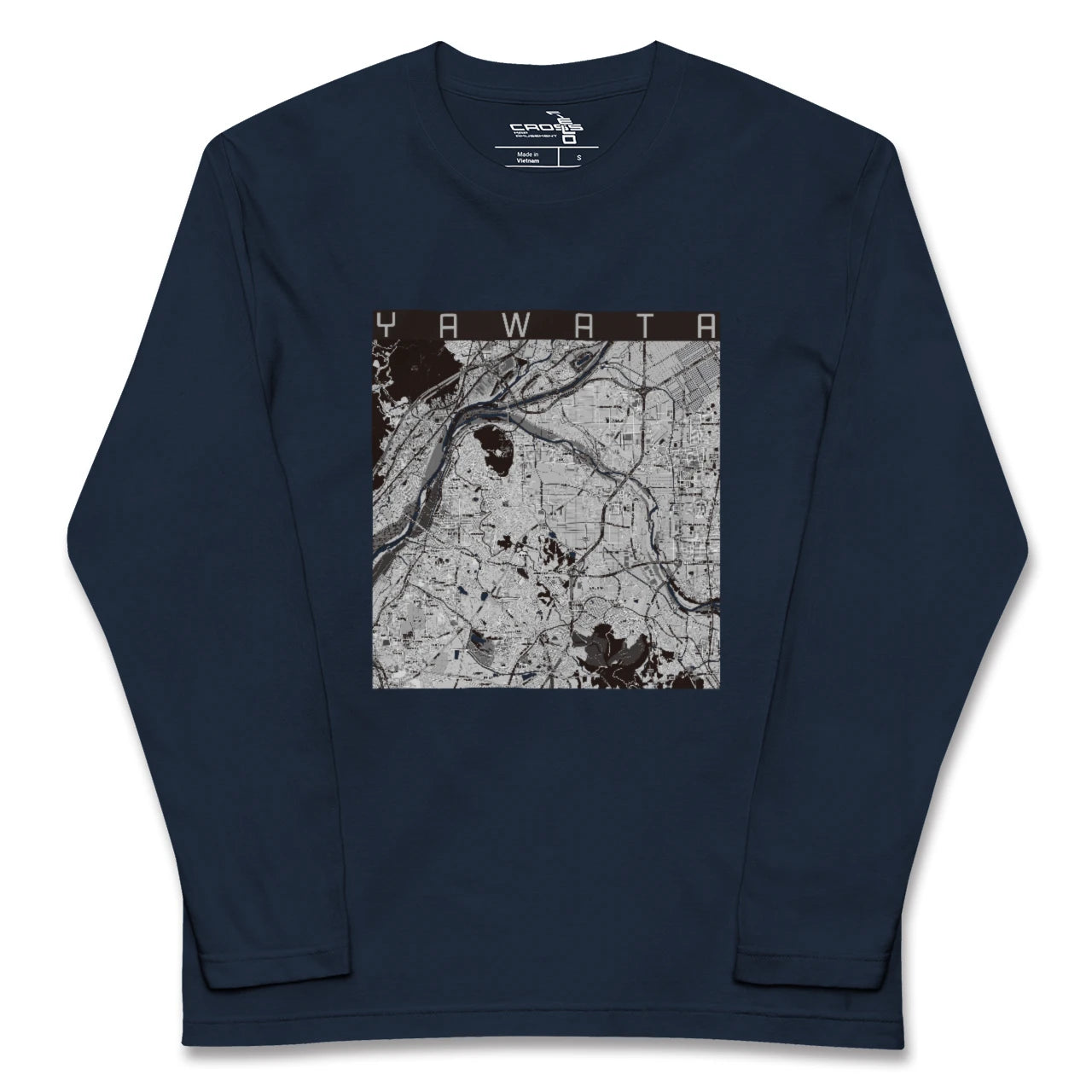 【八幡(京都府)(京都府)】地図柄ロングスリーブTシャツ