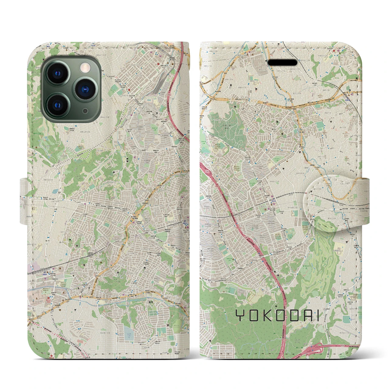 【洋光台(神奈川県)】地図柄iPhoneケース(手帳タイプ)ナチュラル・iPhone 11 Pro 用