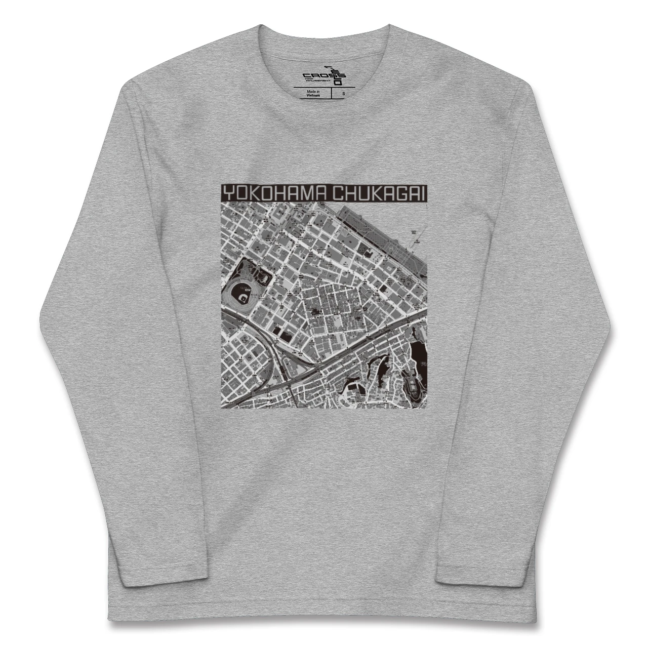 【横浜中華街(神奈川県)】地図柄ロングスリーブTシャツ