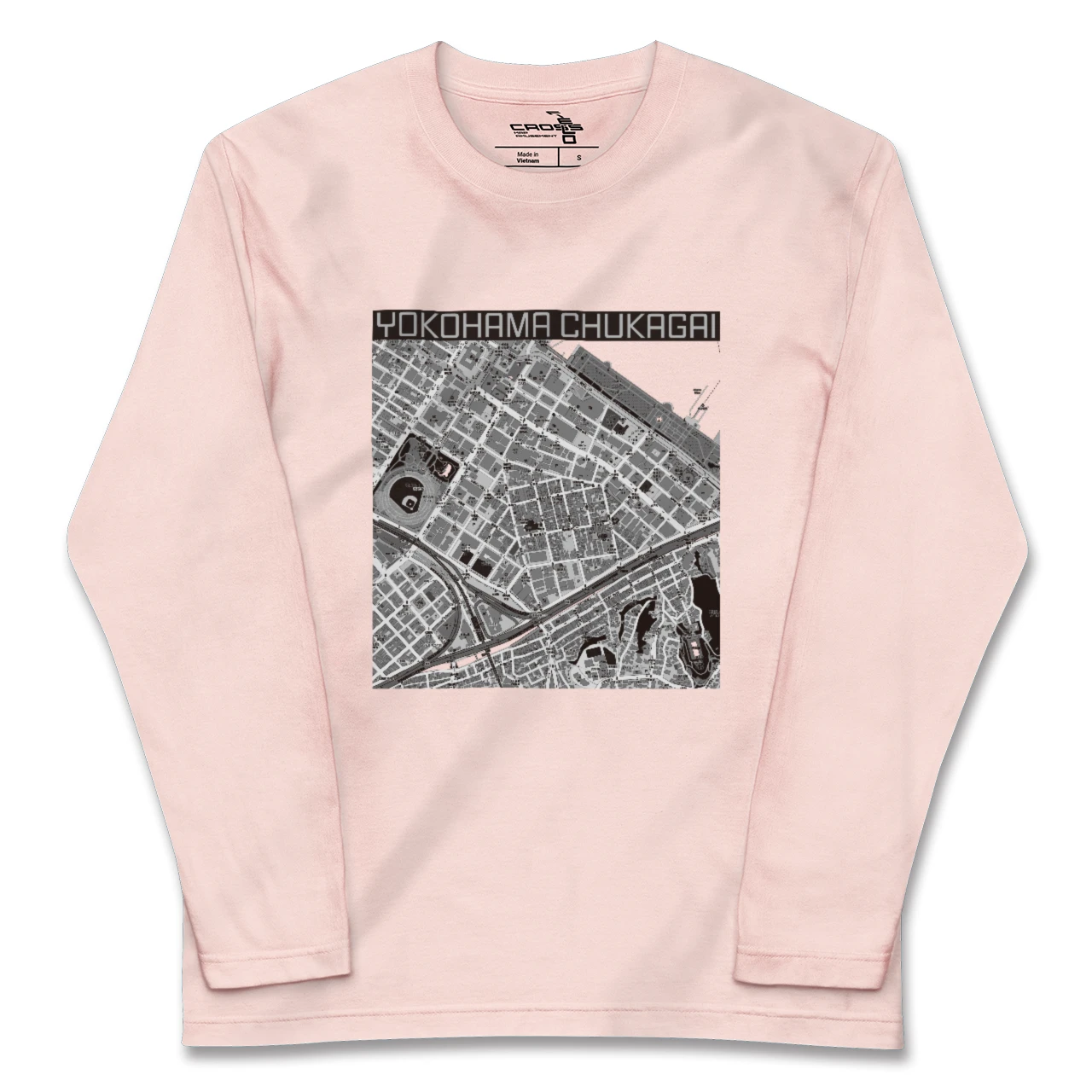 【横浜中華街(神奈川県)】地図柄ロングスリーブTシャツ
