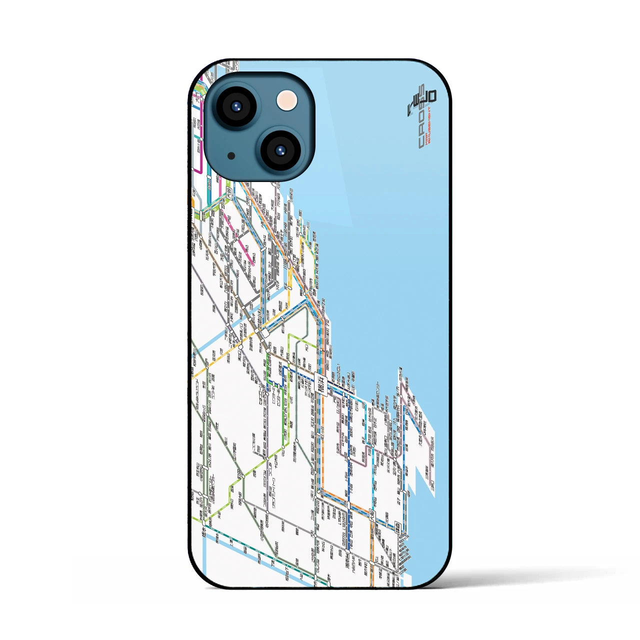 【横浜路線図】地図柄iPhoneケース(背面ガラスタイプ・ホワイト)iPhone 13 用