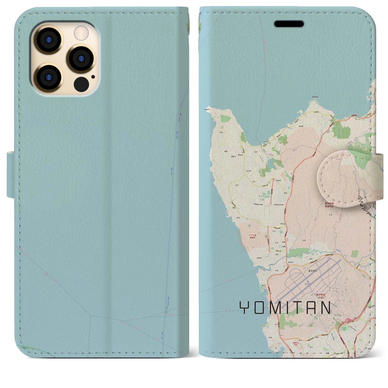 【読谷(沖縄県)】地図柄iPhoneケース(手帳タイプ)ナチュラル・iPhone 12 Pro Max 用