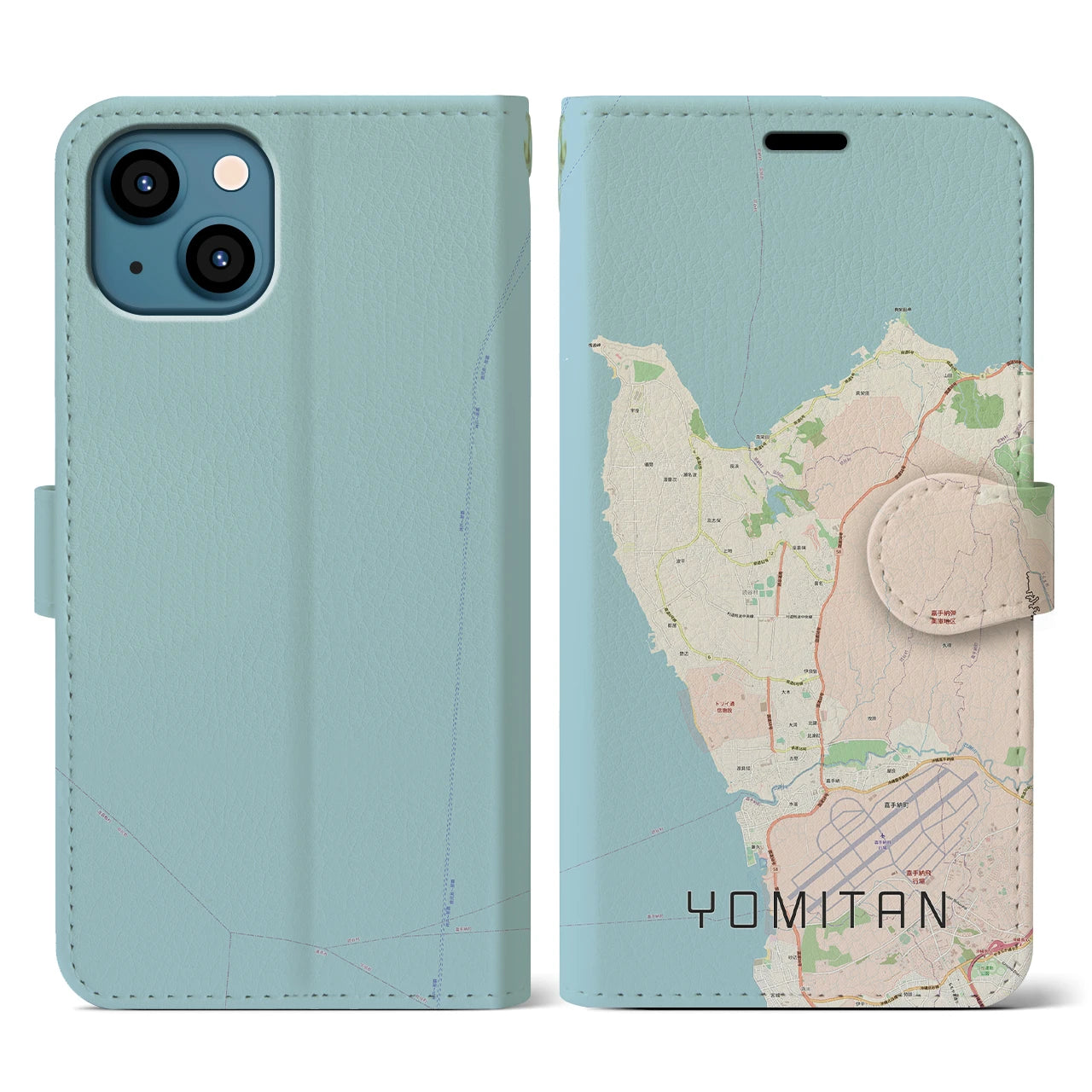 【読谷(沖縄県)】地図柄iPhoneケース(手帳タイプ)ナチュラル・iPhone 13 Pro 用