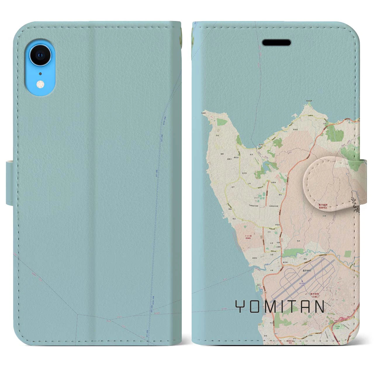 【読谷(沖縄県)】地図柄iPhoneケース(手帳タイプ)ナチュラル・iPhone XR 用