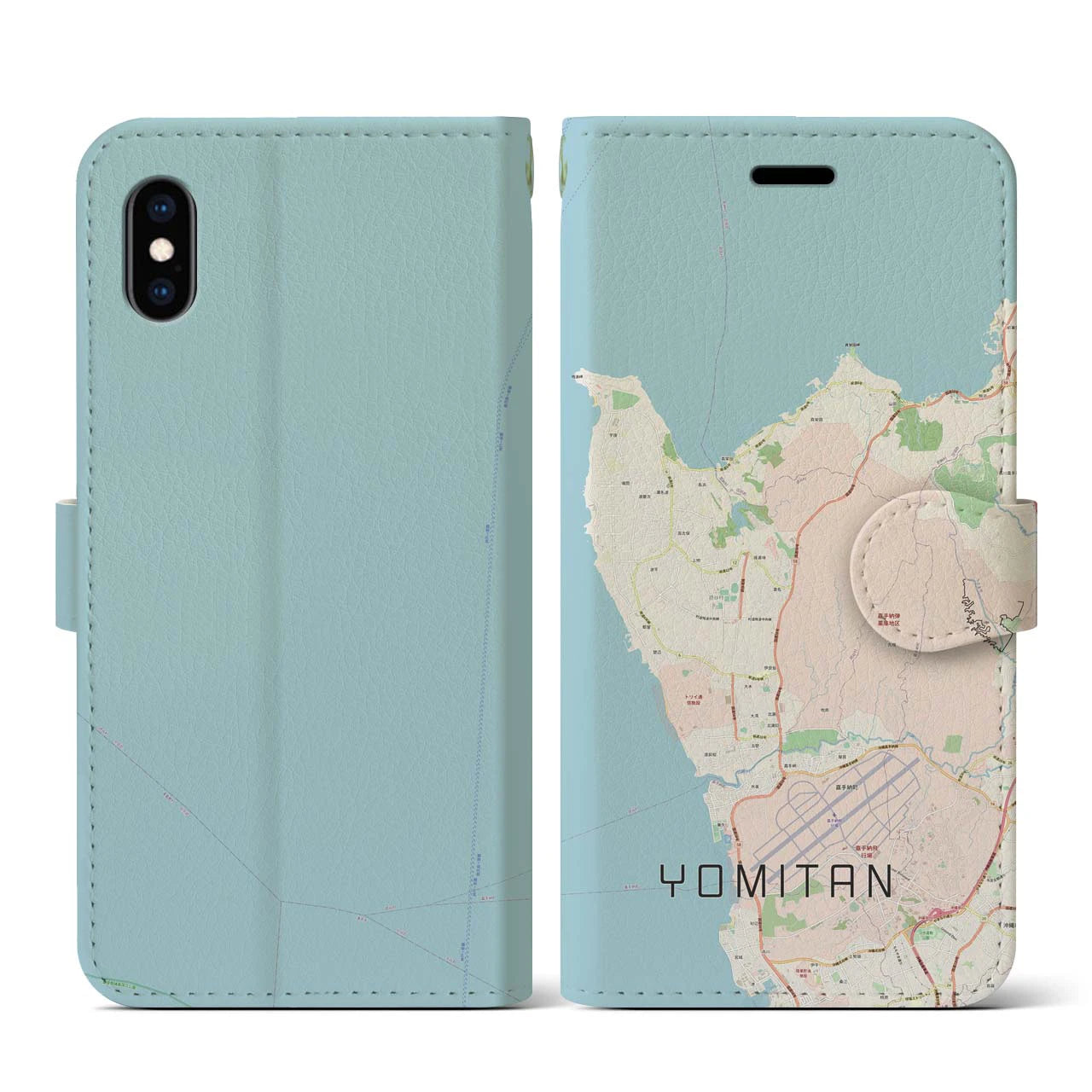 【読谷(沖縄県)】地図柄iPhoneケース(手帳タイプ)ナチュラル・iPhone XS / X 用