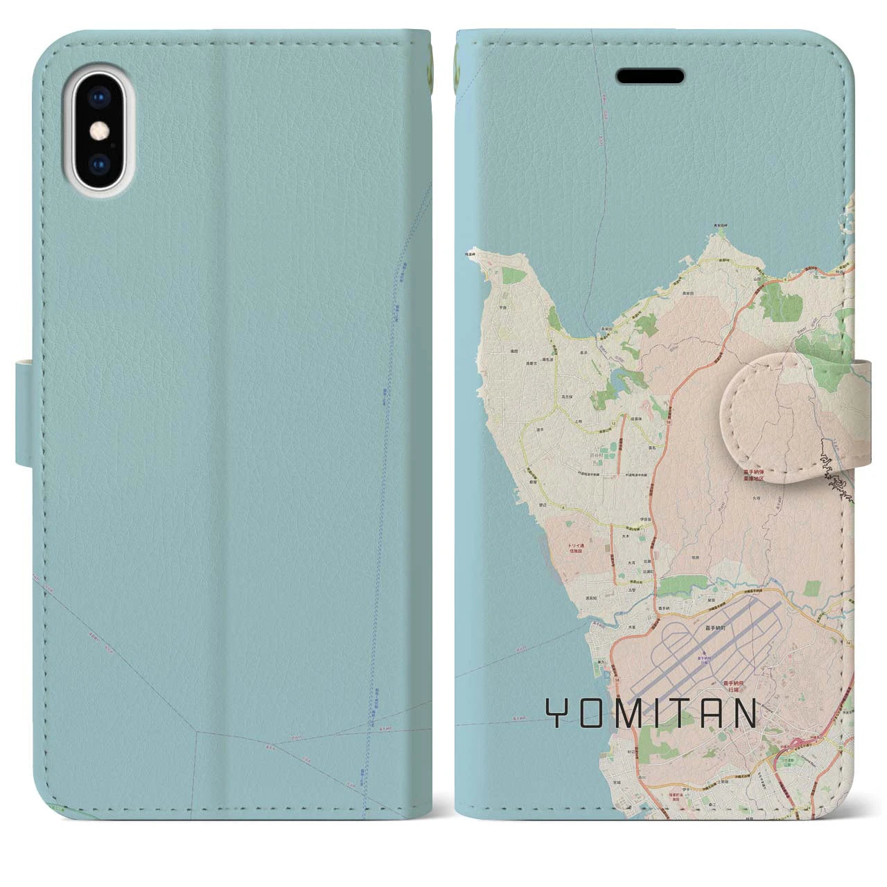 【読谷(沖縄県)】地図柄iPhoneケース(手帳タイプ)ナチュラル・iPhone XS Max 用