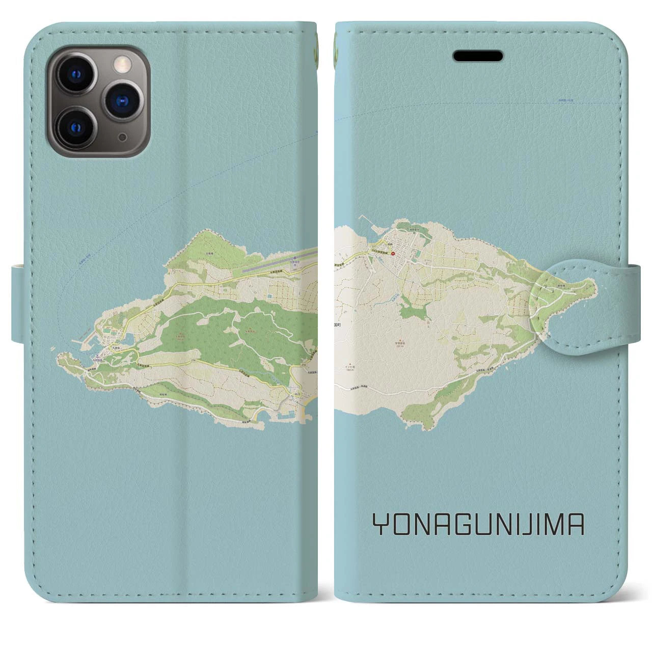 【与那国島(沖縄県)】地図柄iPhoneケース(手帳タイプ)ナチュラル・iPhone 11 Pro Max 用