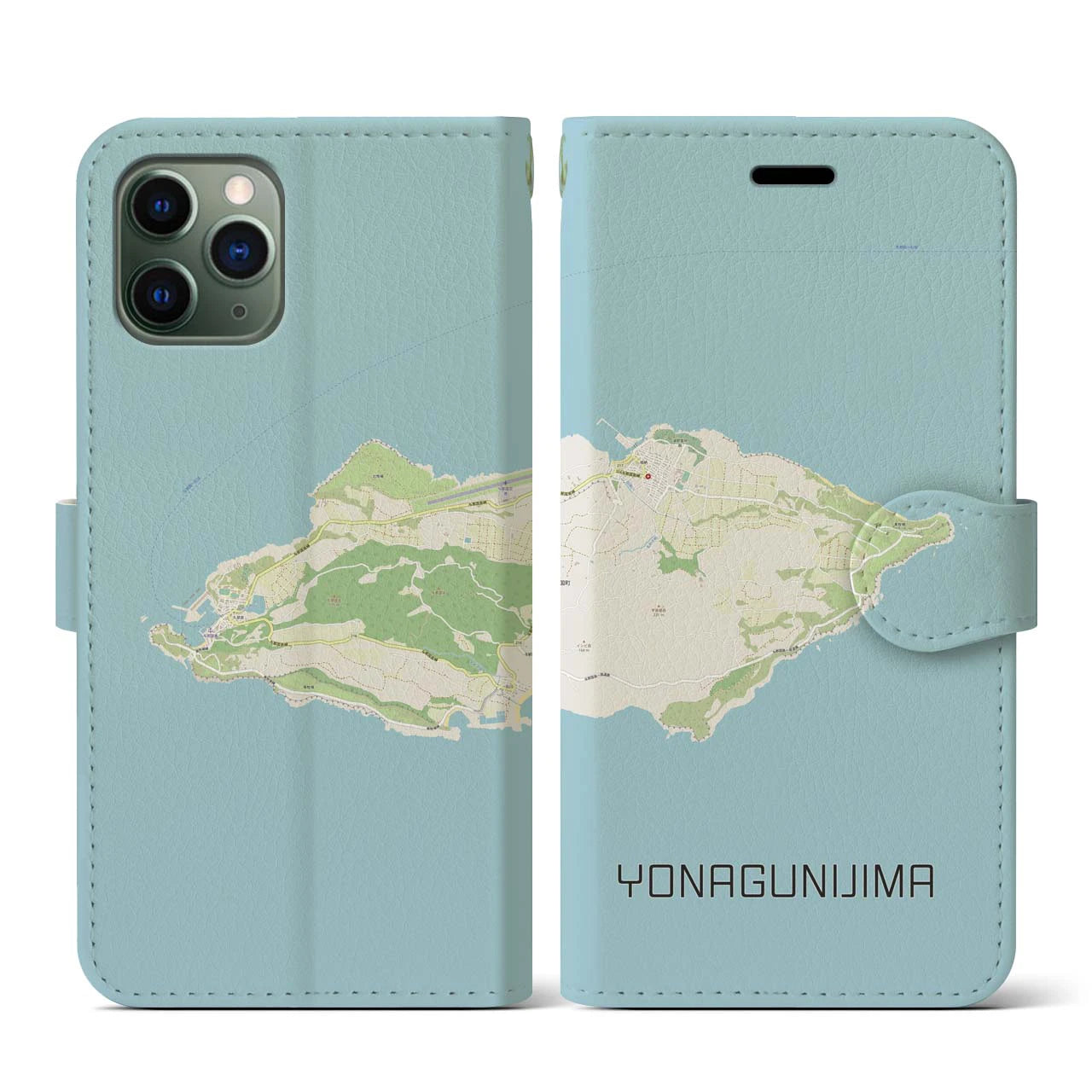 【与那国島(沖縄県)】地図柄iPhoneケース(手帳タイプ)ナチュラル・iPhone 11 Pro 用
