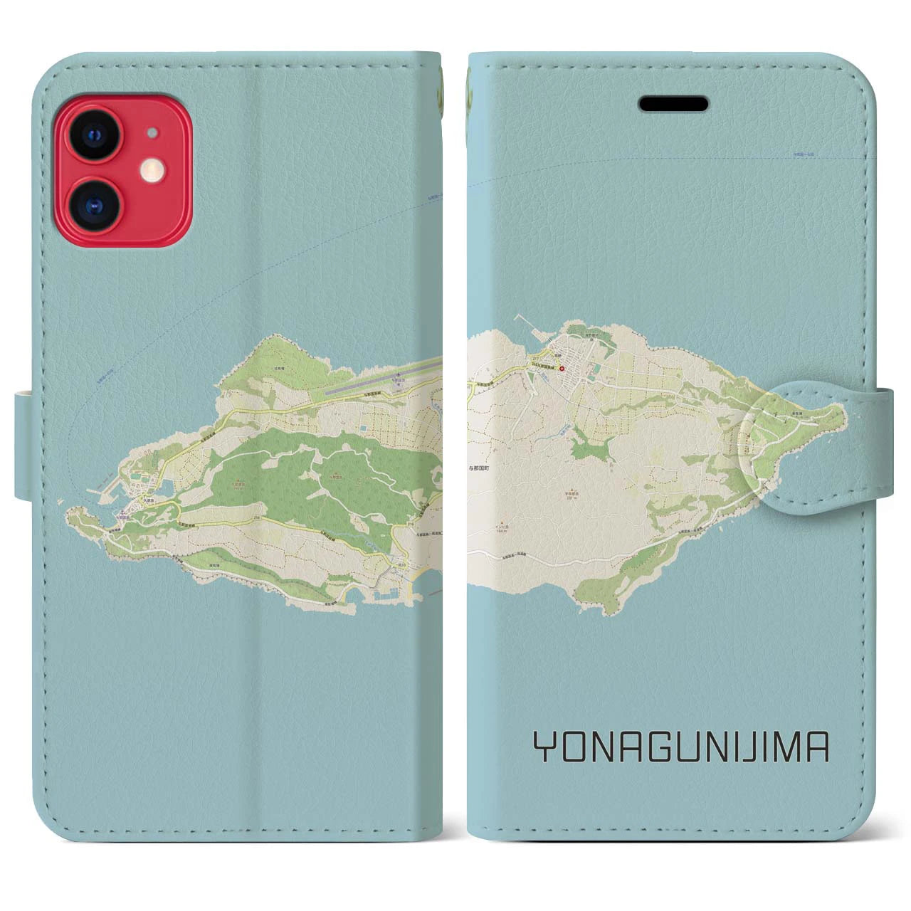 【与那国島(沖縄県)】地図柄iPhoneケース(手帳タイプ)ナチュラル・iPhone 11 用