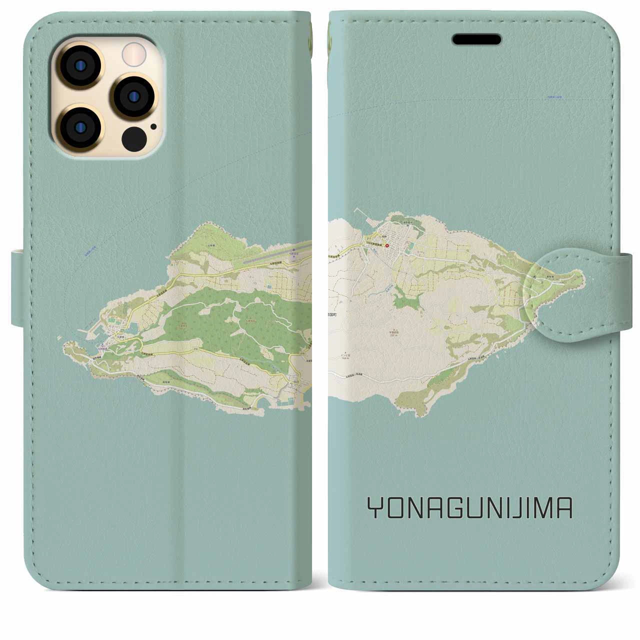 【与那国島(沖縄県)】地図柄iPhoneケース(手帳タイプ)ナチュラル・iPhone 12 Pro Max 用