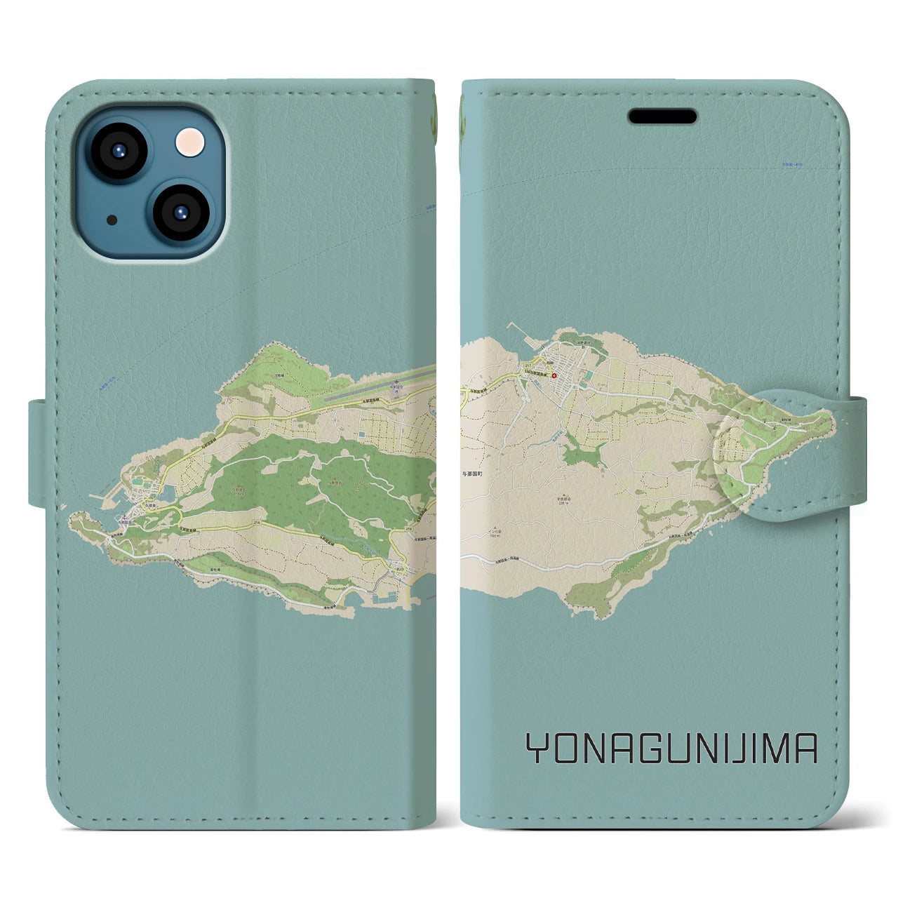 【与那国島(沖縄県)】地図柄iPhoneケース(手帳タイプ)ナチュラル・iPhone 13 Pro 用