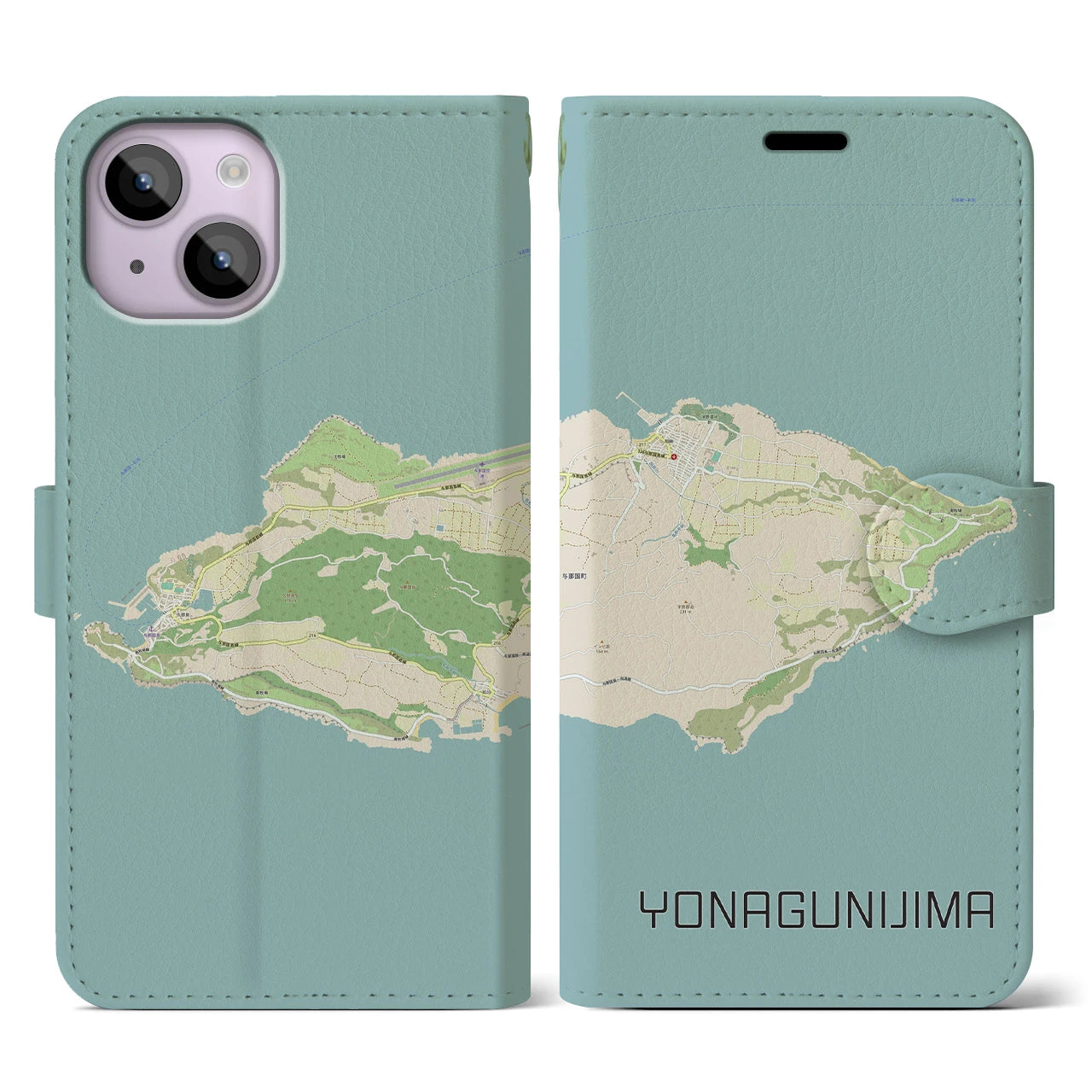【与那国島(沖縄県)】地図柄iPhoneケース(手帳タイプ)ナチュラル・iPhone 14 用