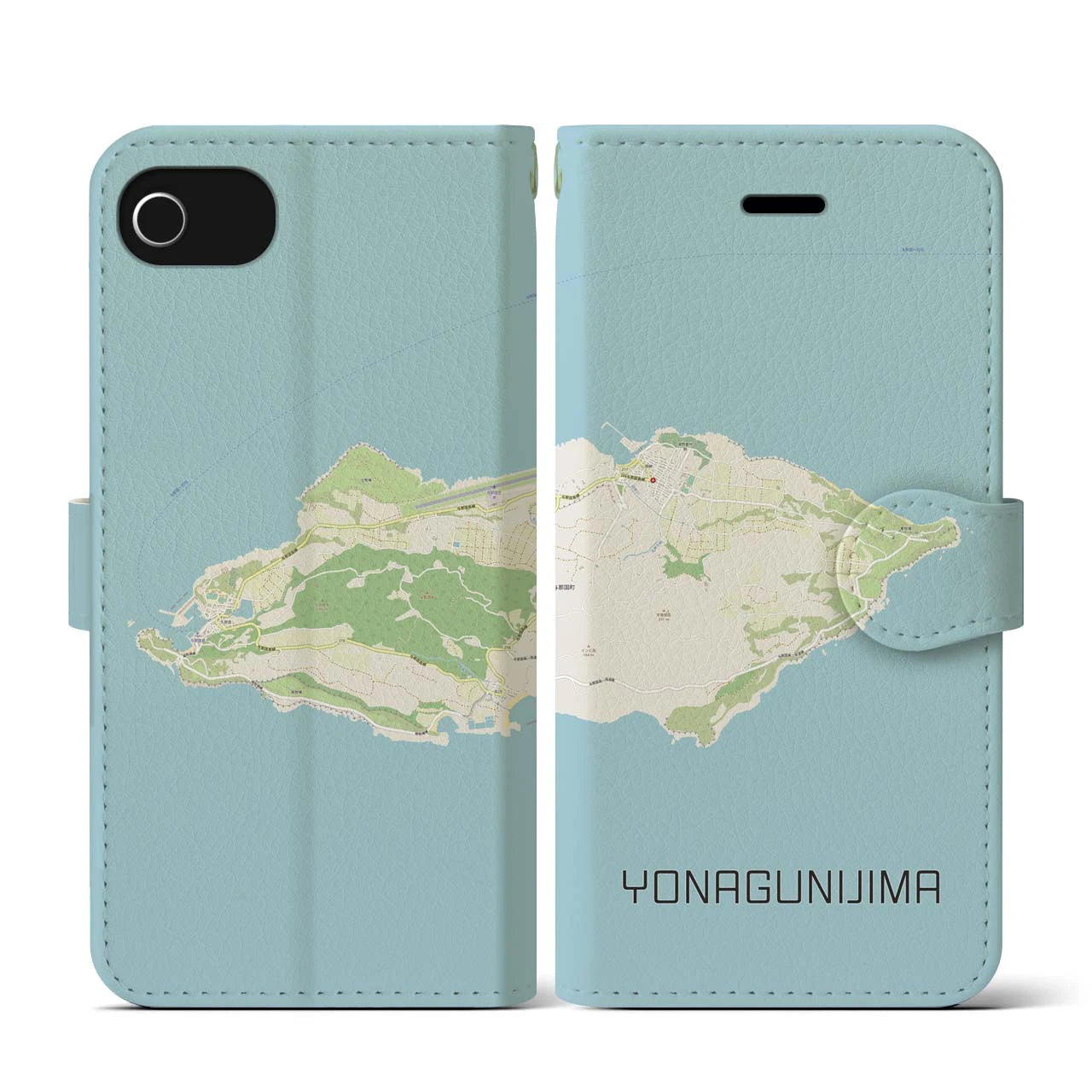 【与那国島(沖縄県)】地図柄iPhoneケース(手帳タイプ)ナチュラル・iPhone SE(第3 / 第2世代) / 8 / 7 / 6s / 6 用