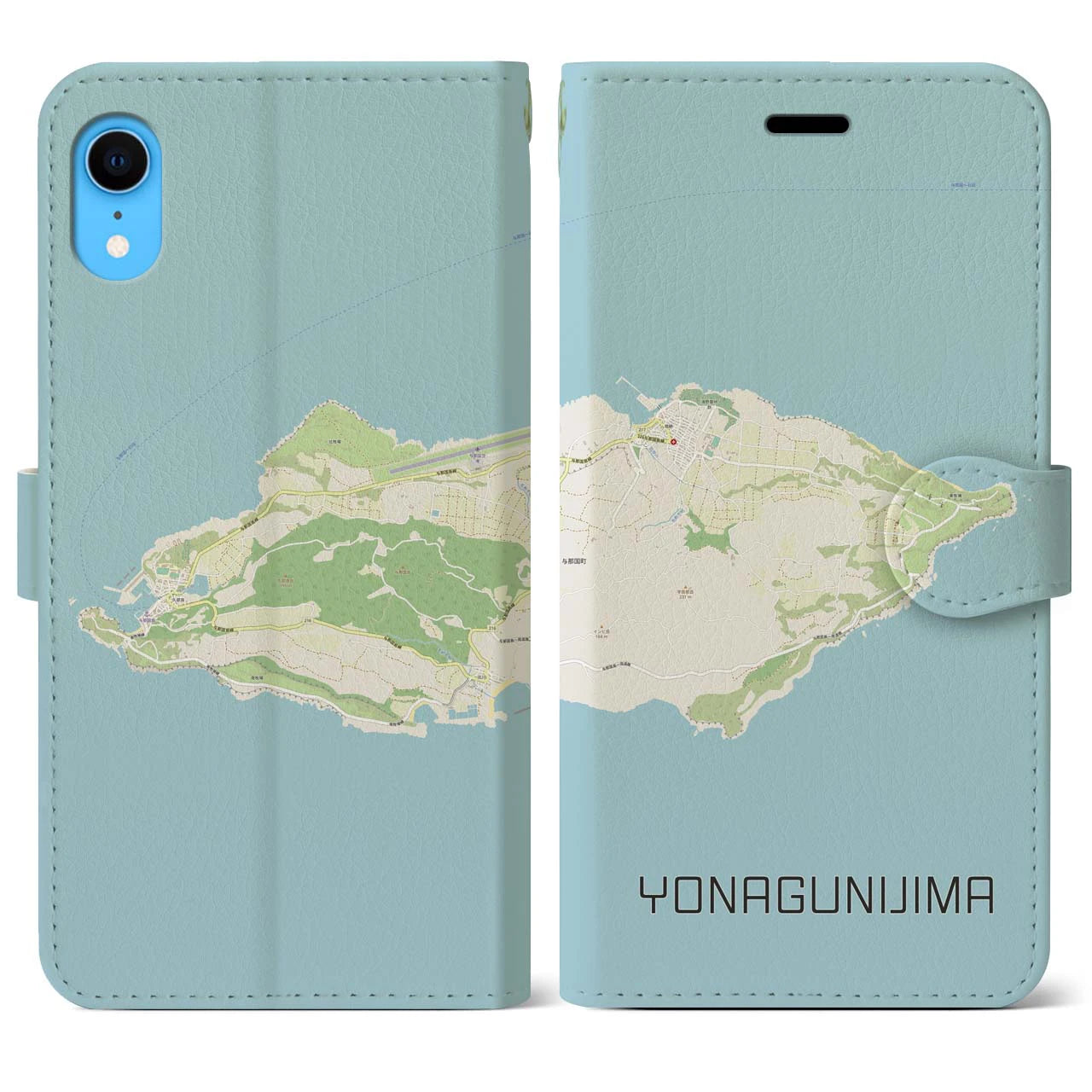 【与那国島(沖縄県)】地図柄iPhoneケース(手帳タイプ)ナチュラル・iPhone XR 用