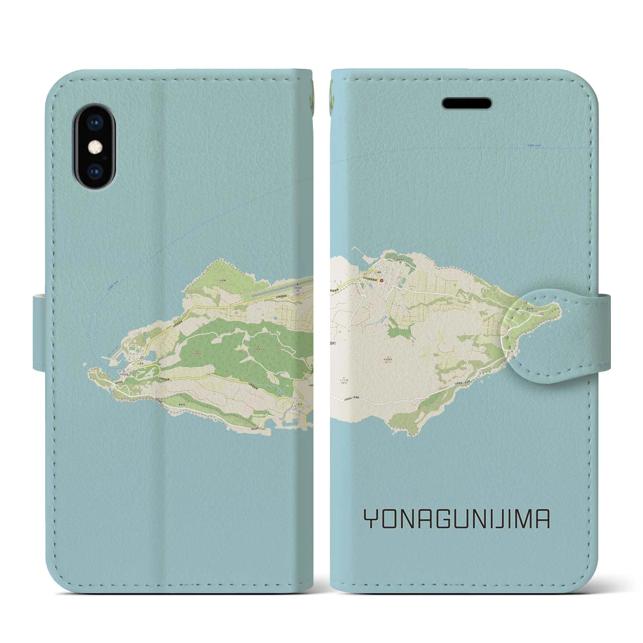 【与那国島(沖縄県)】地図柄iPhoneケース(手帳タイプ)ナチュラル・iPhone XS / X 用