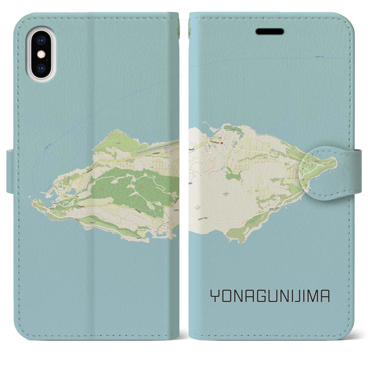 【与那国島(沖縄県)】地図柄iPhoneケース(手帳タイプ)ナチュラル・iPhone XS Max 用