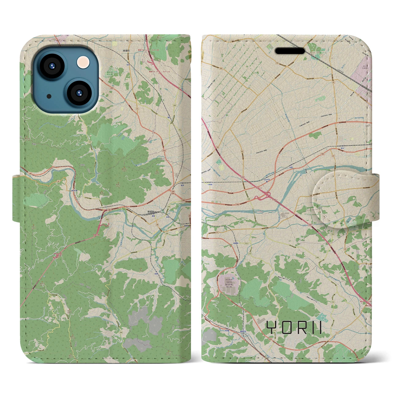 【寄居(埼玉県)】地図柄iPhoneケース(手帳タイプ)ナチュラル・iPhone 13 Pro 用