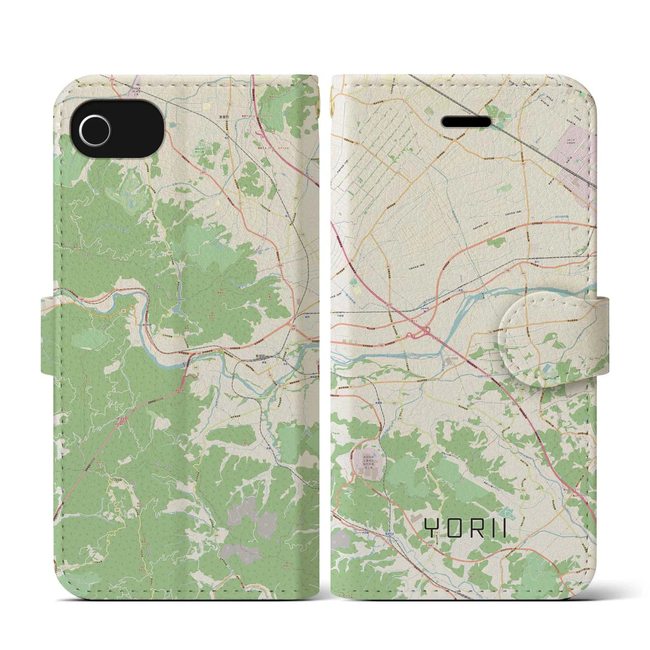 【寄居(埼玉県)】地図柄iPhoneケース(手帳タイプ)ナチュラル・iPhone SE(第3 / 第2世代) / 8 / 7 / 6s / 6 用