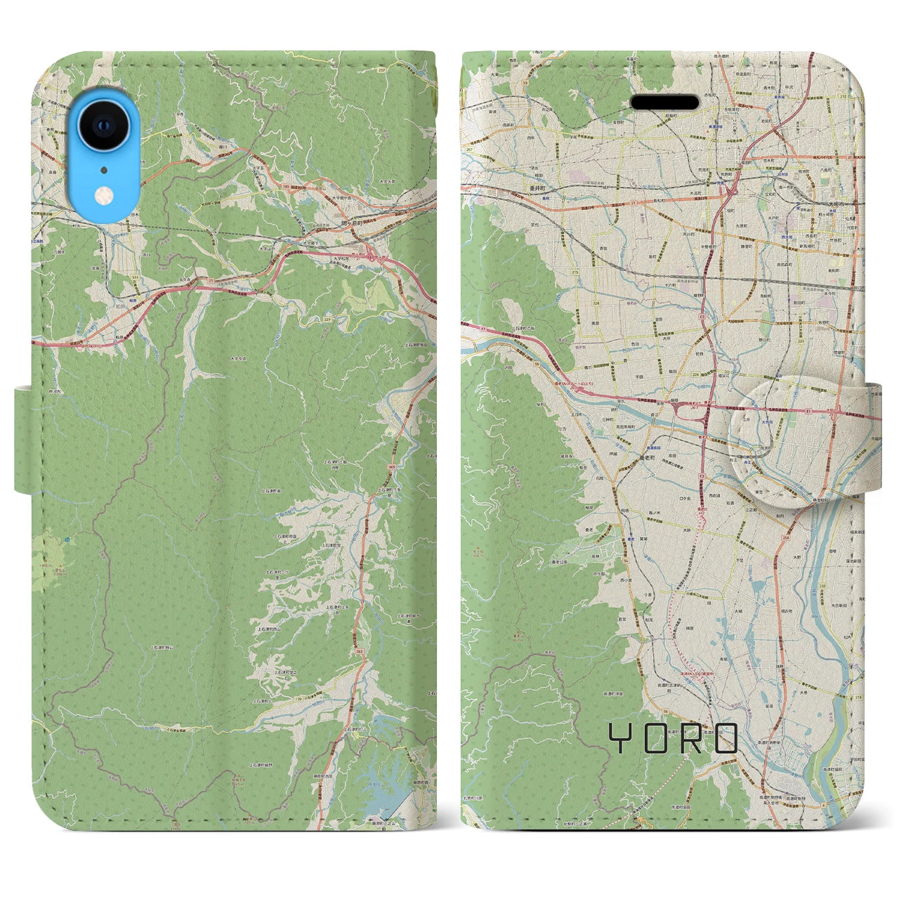 【養老(岐阜県)】地図柄iPhoneケース(手帳タイプ)ナチュラル・iPhone XR 用