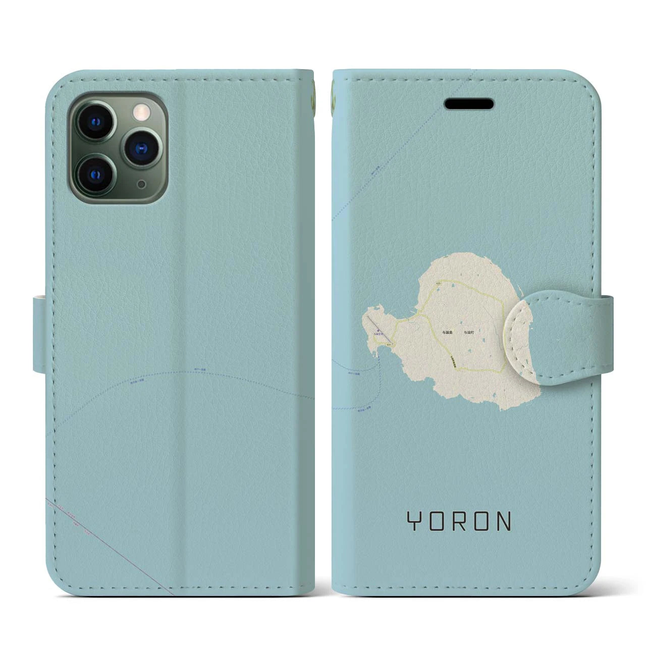 【与論(鹿児島県)】地図柄iPhoneケース(手帳タイプ)ナチュラル・iPhone 11 Pro 用