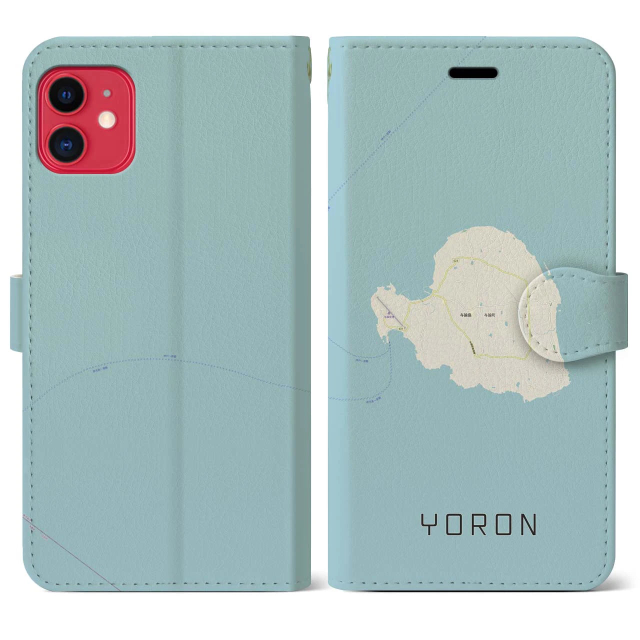 【与論(鹿児島県)】地図柄iPhoneケース(手帳タイプ)ナチュラル・iPhone 11 用