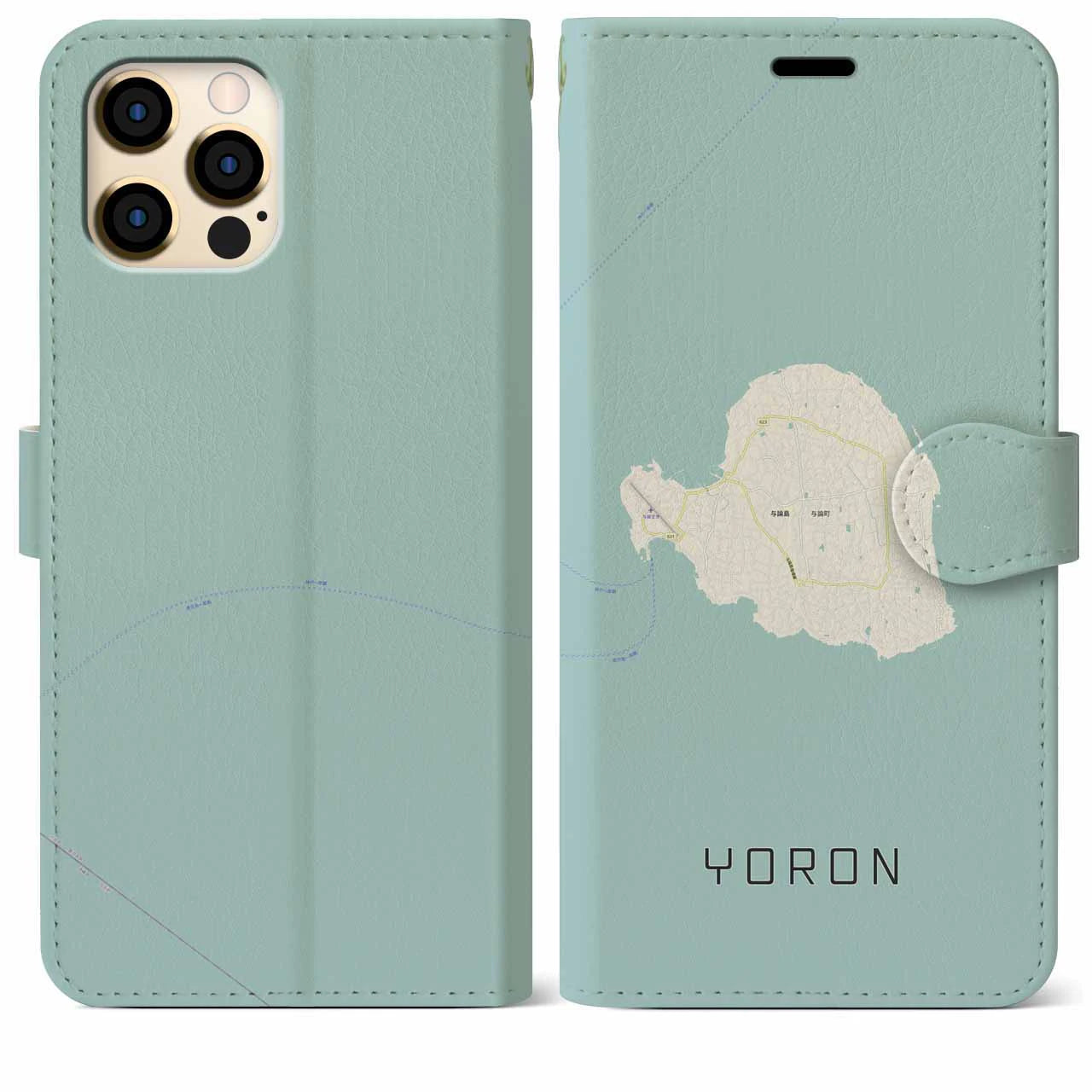 【与論(鹿児島県)】地図柄iPhoneケース(手帳タイプ)ナチュラル・iPhone 12 Pro Max 用