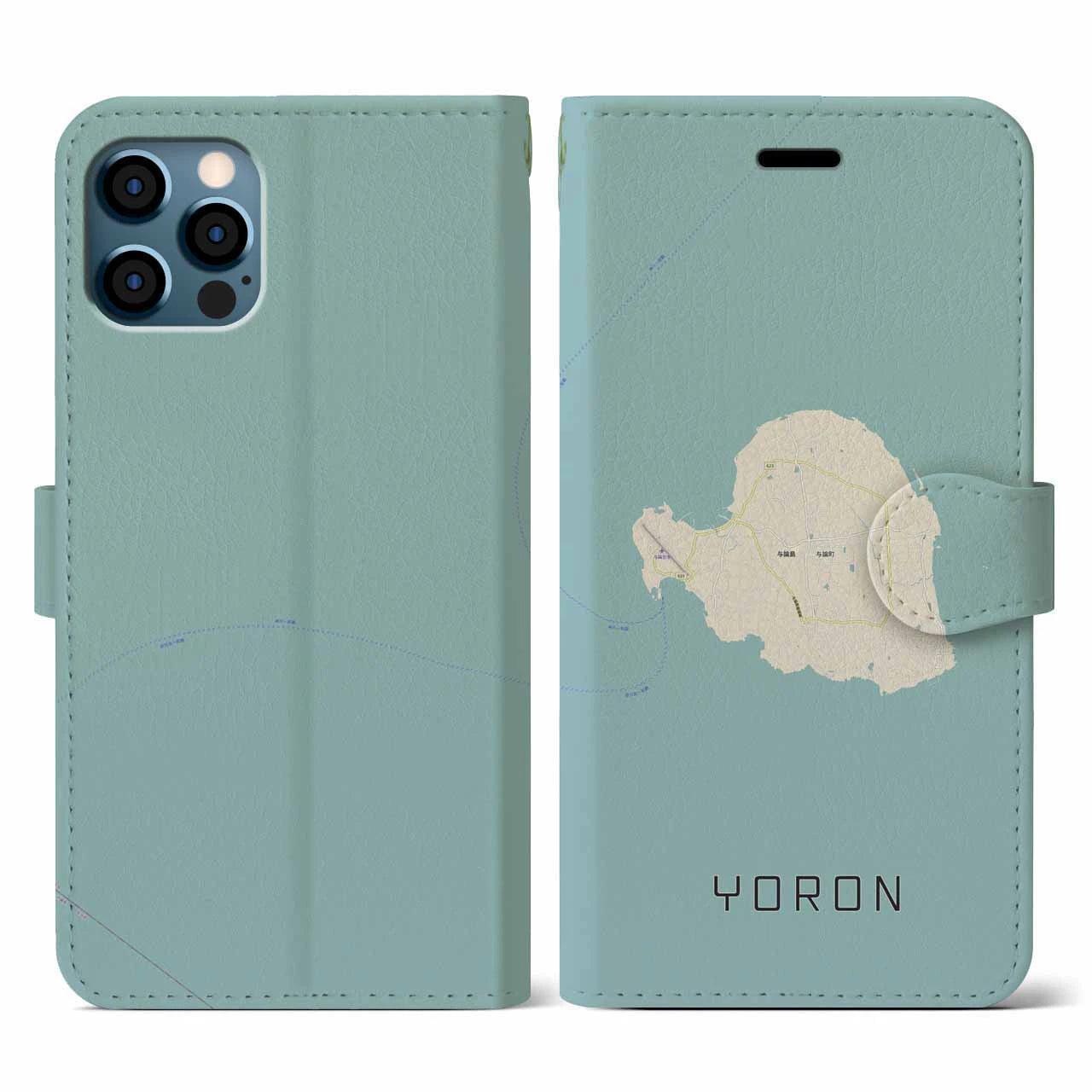 【与論(鹿児島県)】地図柄iPhoneケース(手帳タイプ)ナチュラル・iPhone 12 / 12 Pro 用