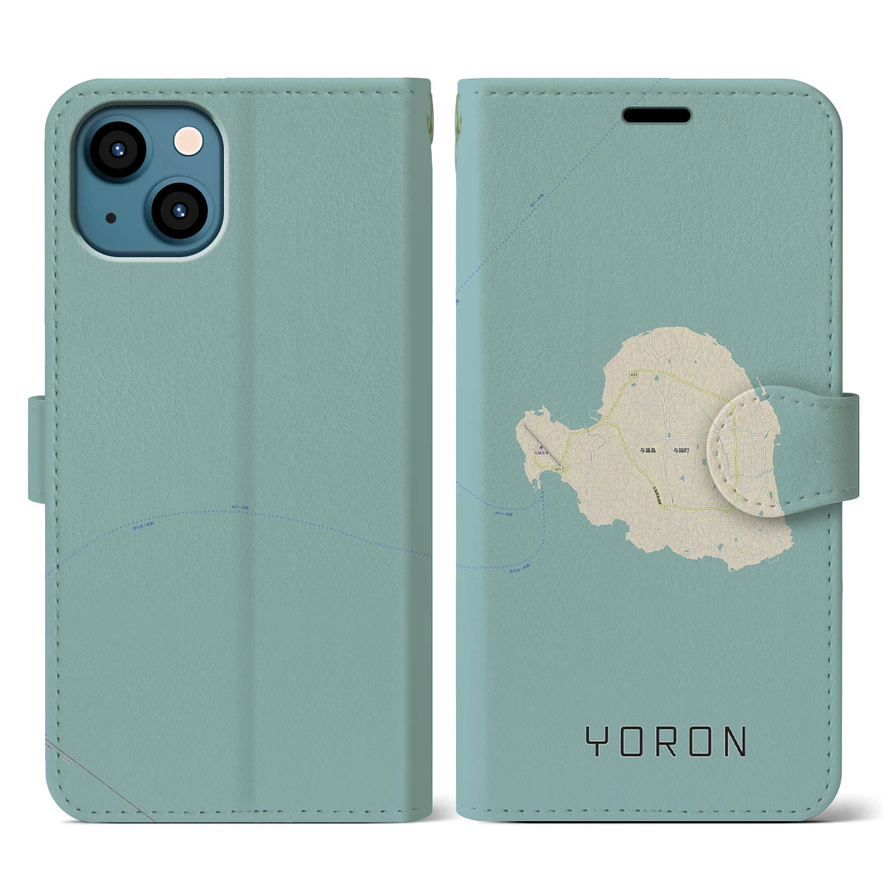 【与論(鹿児島県)】地図柄iPhoneケース(手帳タイプ)ナチュラル・iPhone 13 Pro 用
