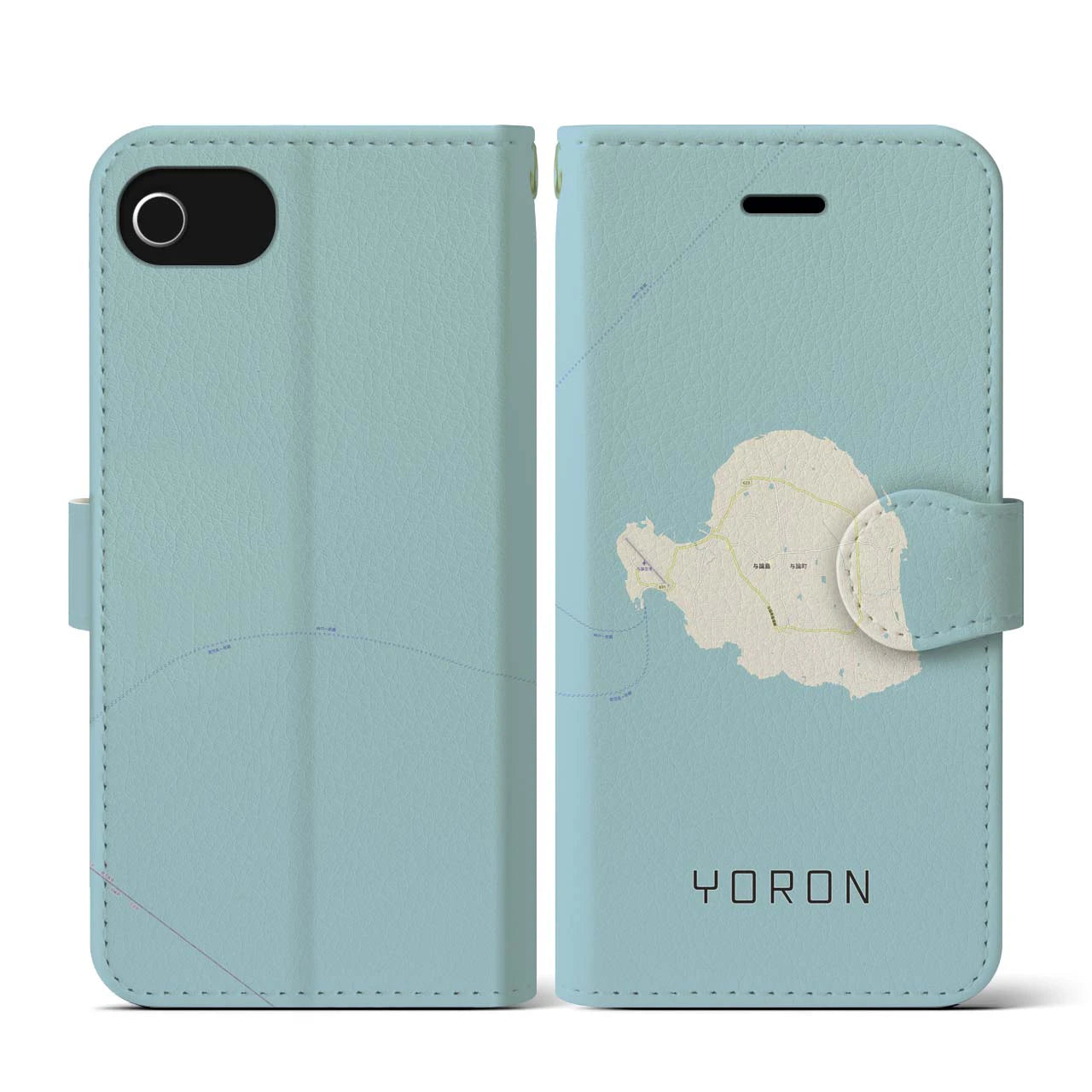 【与論(鹿児島県)】地図柄iPhoneケース(手帳タイプ)ナチュラル・iPhone SE(第3 / 第2世代) / 8 / 7 / 6s / 6 用