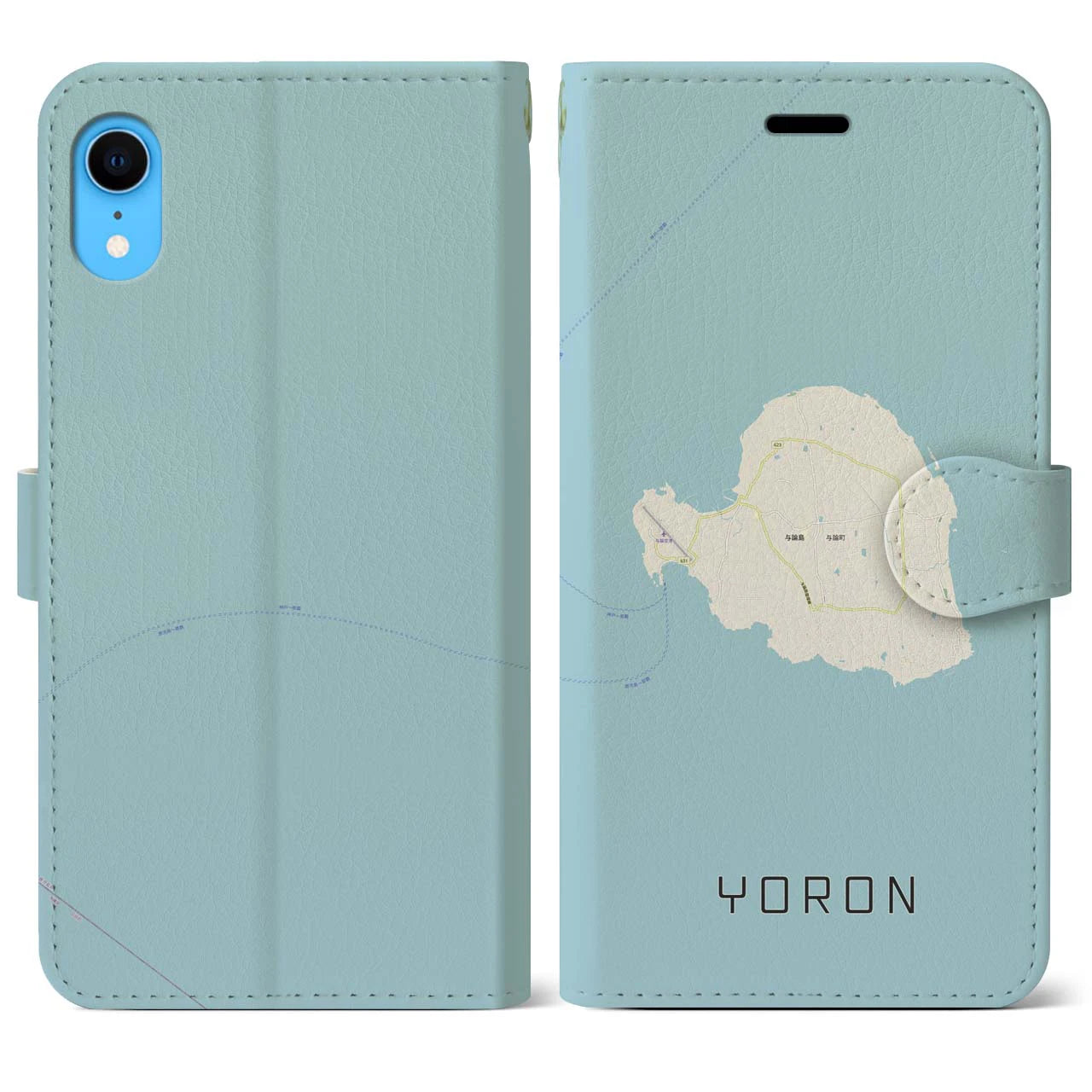 【与論(鹿児島県)】地図柄iPhoneケース(手帳タイプ)ナチュラル・iPhone XR 用