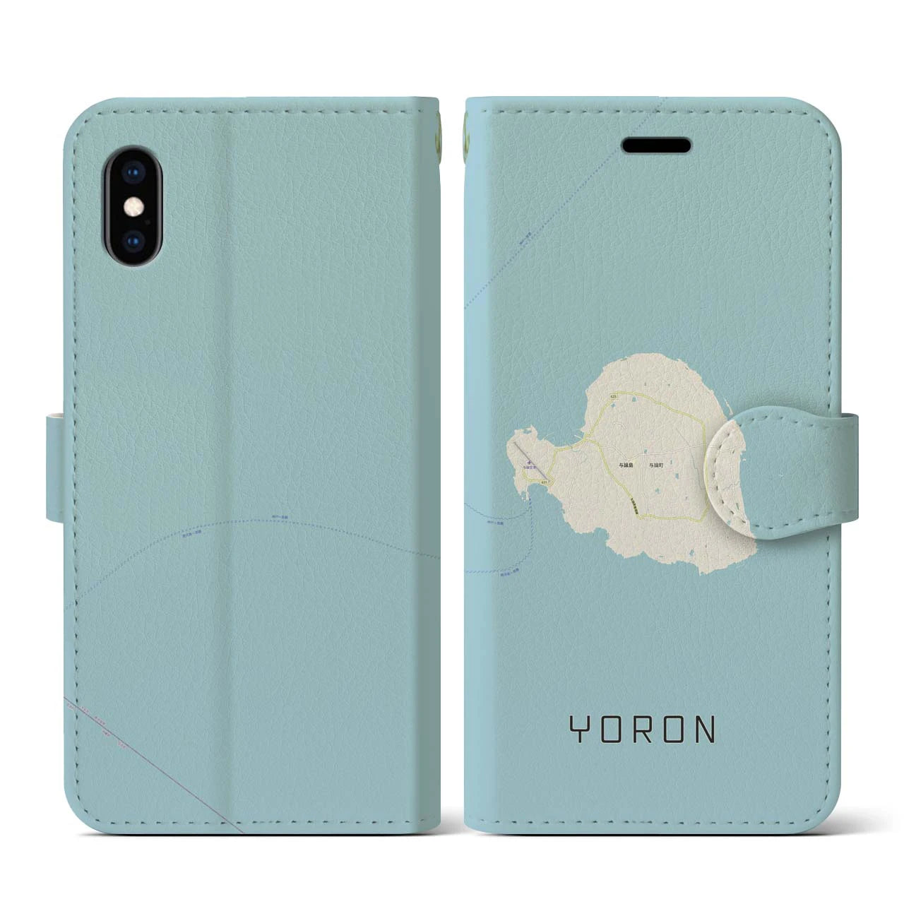 【与論(鹿児島県)】地図柄iPhoneケース(手帳タイプ)ナチュラル・iPhone XS / X 用