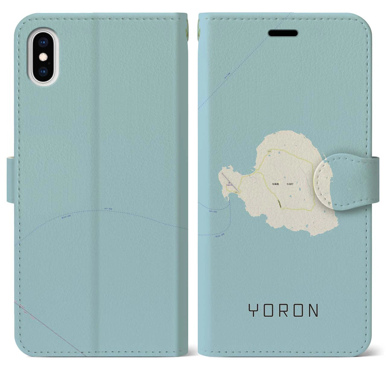 【与論(鹿児島県)】地図柄iPhoneケース(手帳タイプ)ナチュラル・iPhone XS Max 用