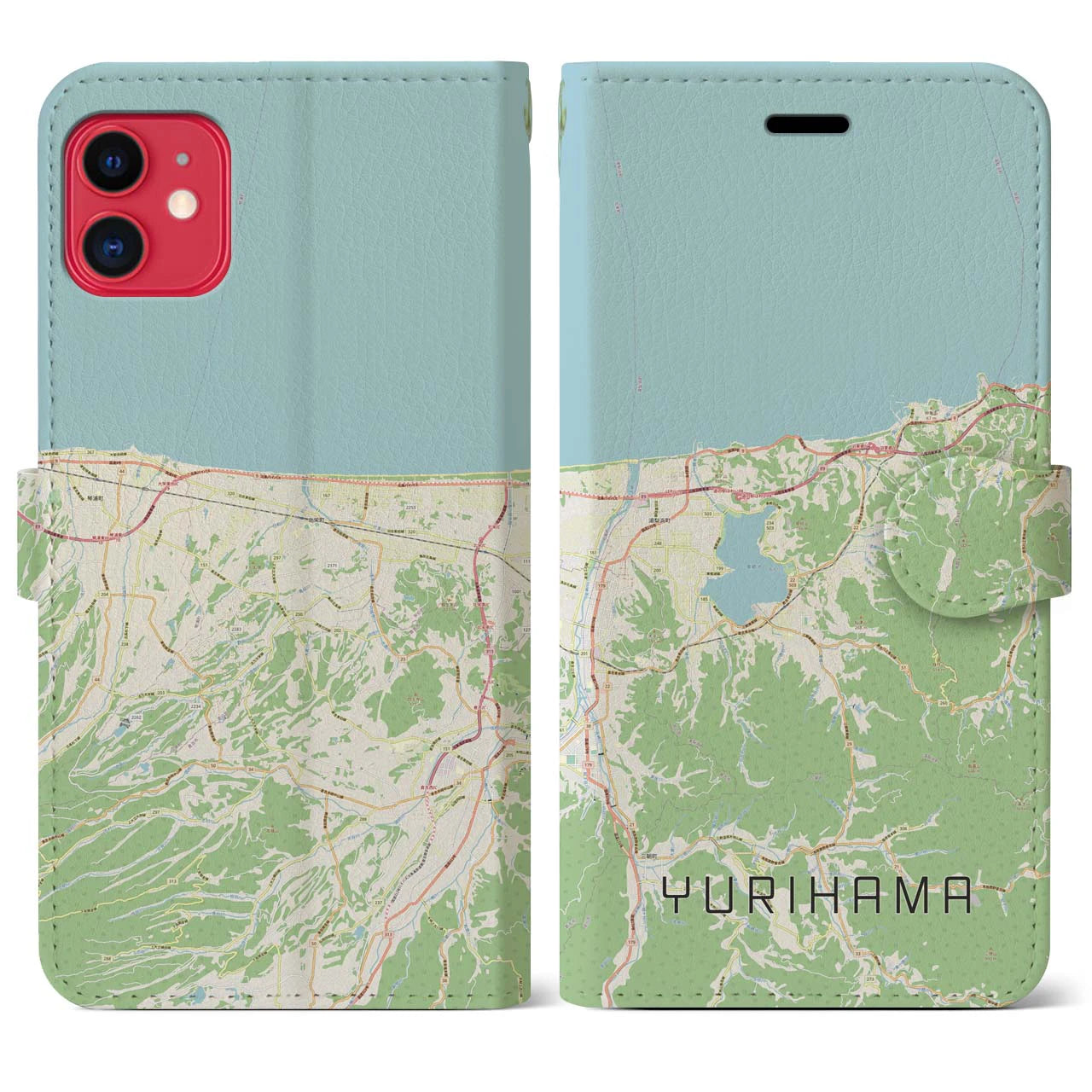 【湯梨浜(鳥取県)】地図柄iPhoneケース(手帳タイプ)ナチュラル・iPhone 11 用