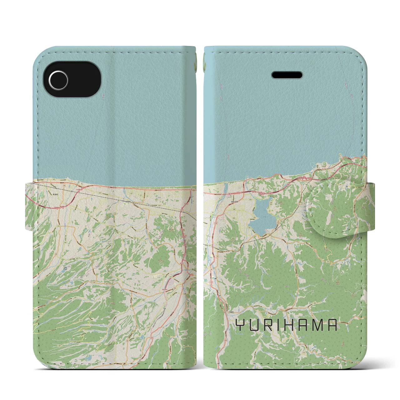 【湯梨浜(鳥取県)】地図柄iPhoneケース(手帳タイプ)ナチュラル・iPhone SE(第3 / 第2世代) / 8 / 7 / 6s / 6 用